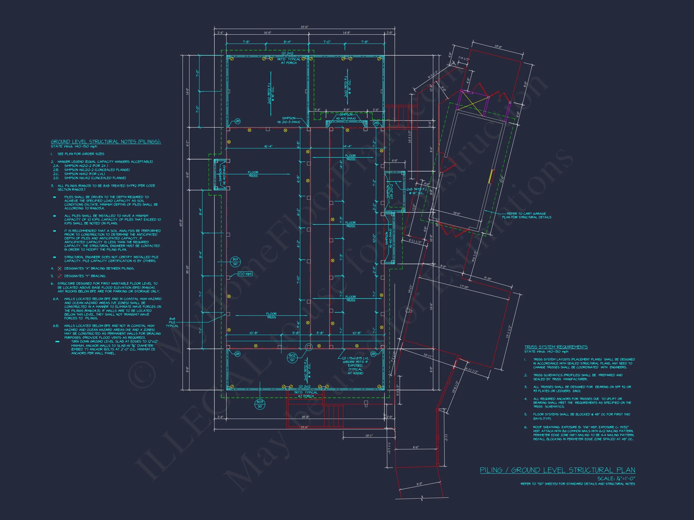 19-1442 HOUSE PLAN - Custom Coastal Craftsman House Plan with Detailed CAD Designs 7 Custom Coastal Craftsman house Plan with Detailed CAD Designs