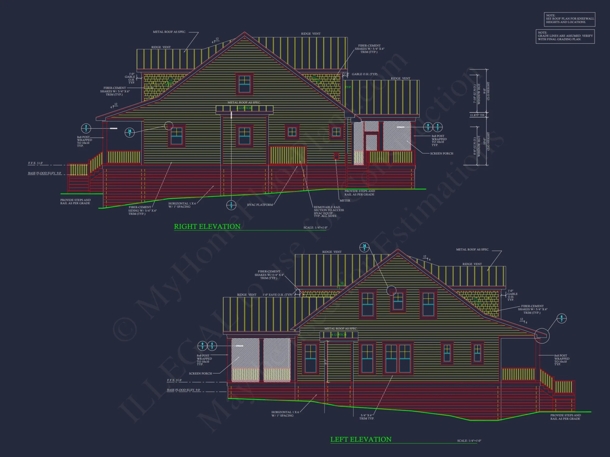 Custom Coastal Craftsman house Plan with Detailed CAD Designs
