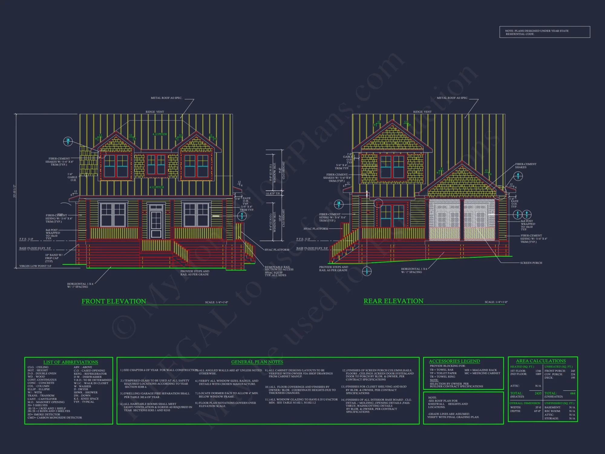 Custom Coastal Craftsman house Plan with Detailed CAD Designs