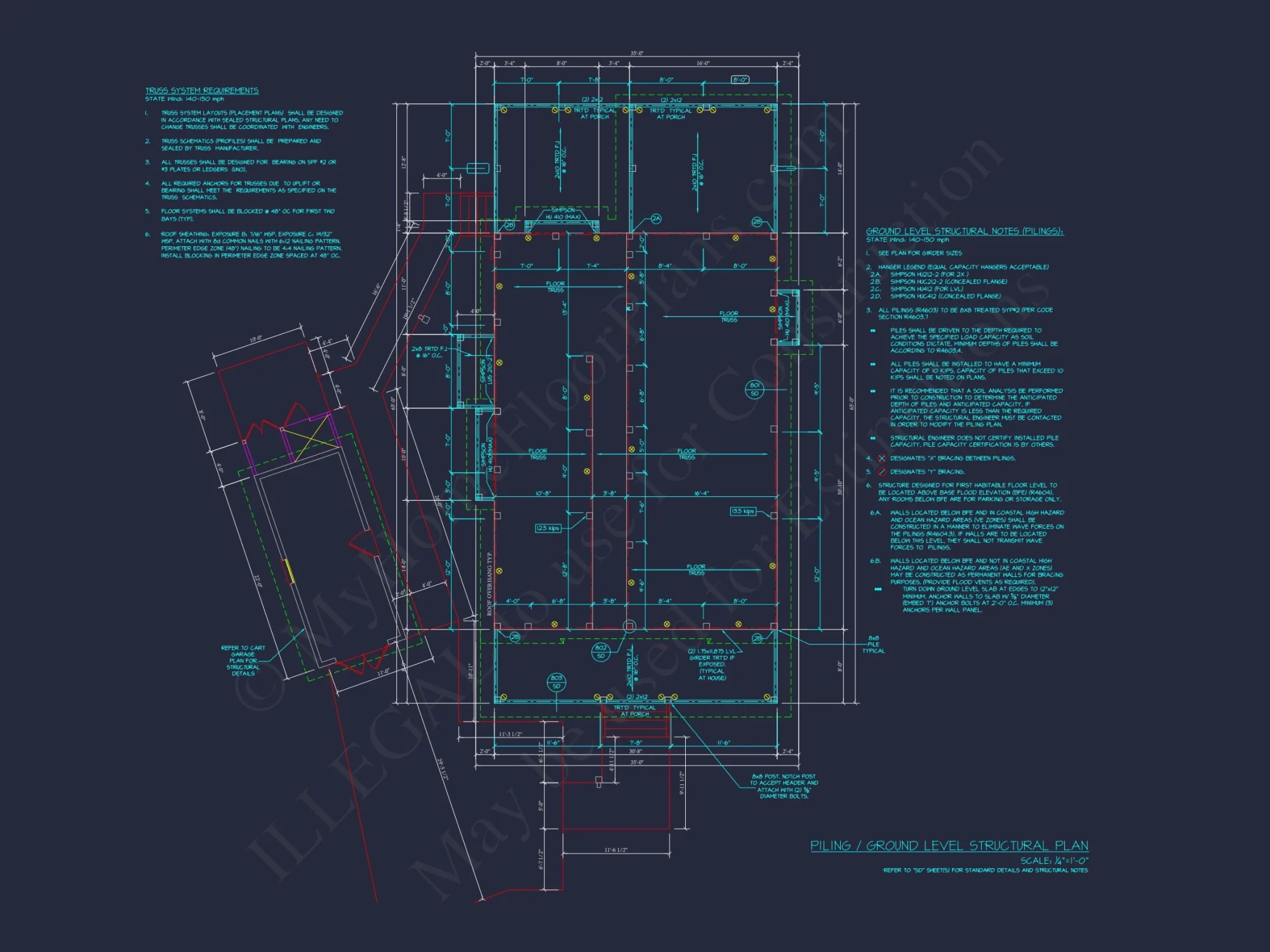 Modern Craftsman house Plan with 2 Floors and Detached Garage