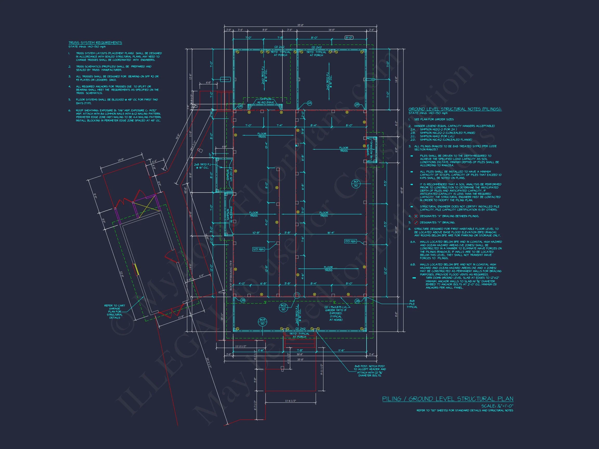 Modern Craftsman house Plan with 2 Floors and Detached Garage
