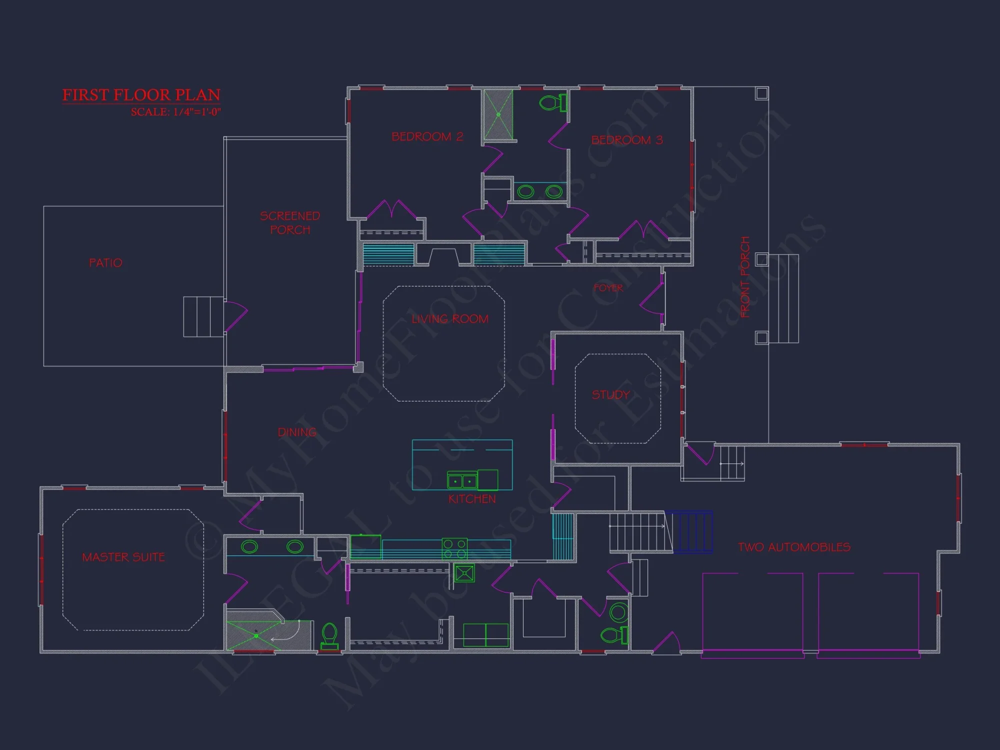 Modern house Plan with CAD Blueprints & Detailed Floor Designs