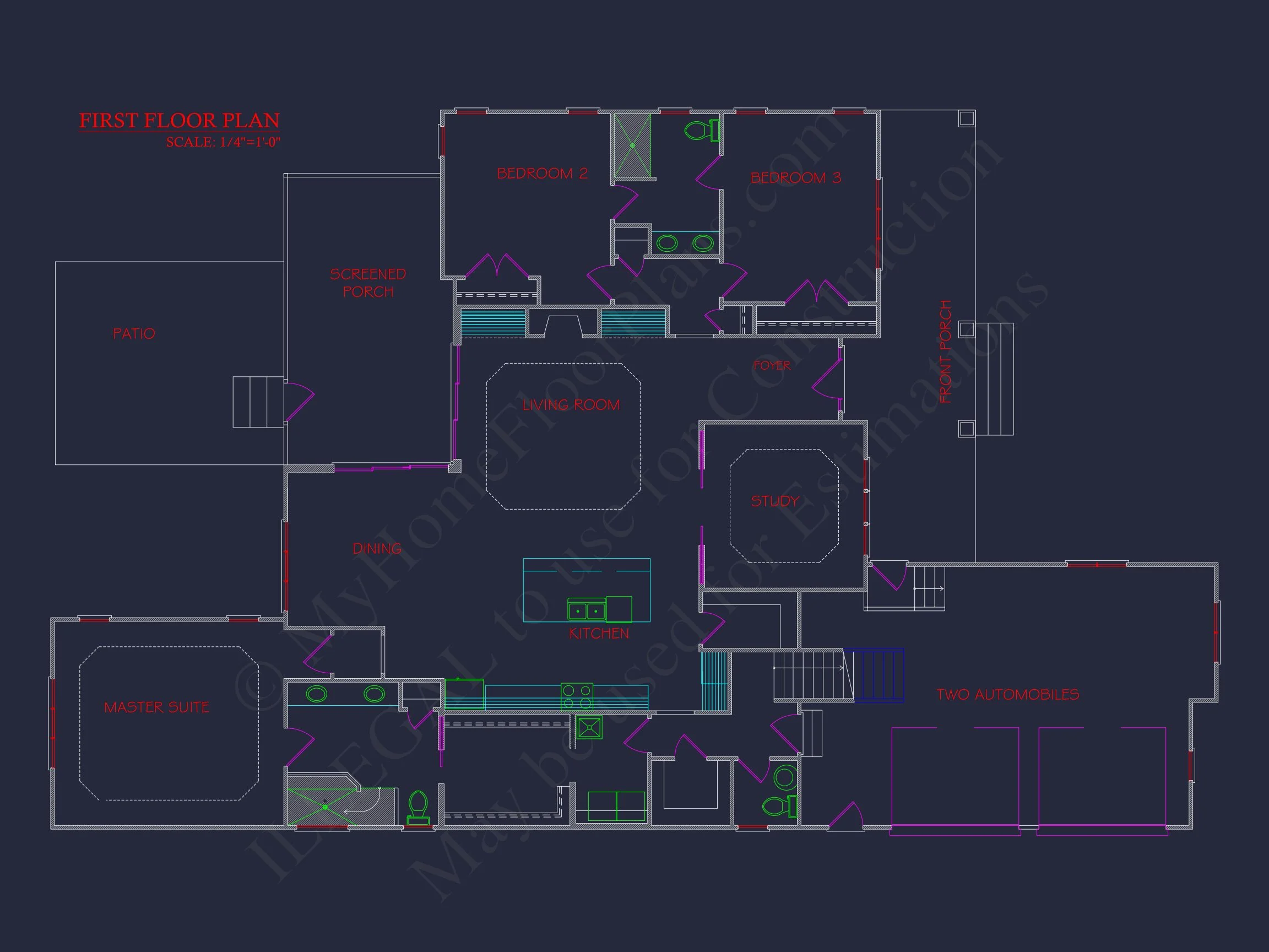 Modern house Plan with CAD Blueprints & Detailed Floor Designs