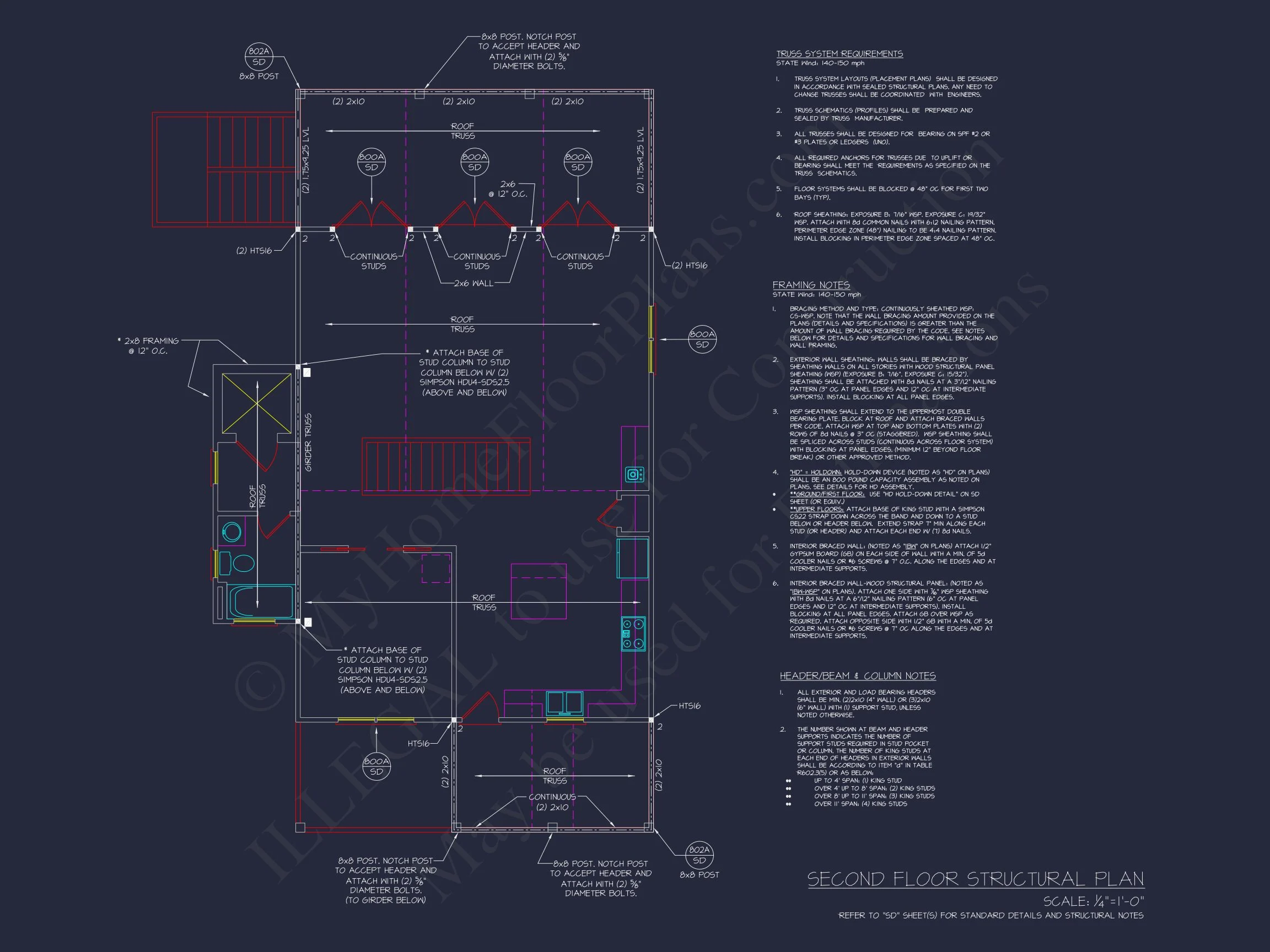 19-1313 HOUSE PLAN - Modern Coastal Craftsman House Design with Detailed CAD Floor Plans 14 Modern Coastal Craftsman house Design with Detailed CAD Floor Plans