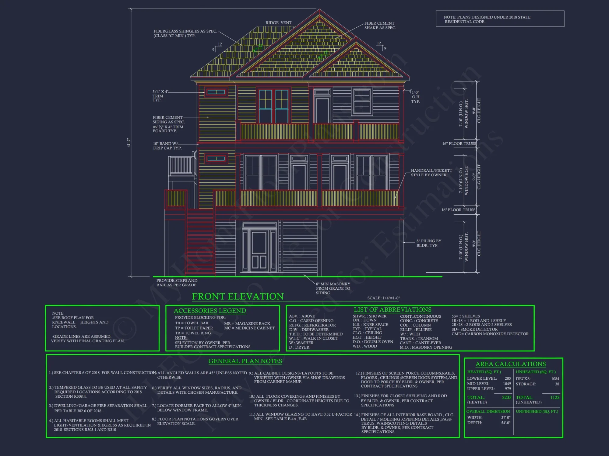 Modern Coastal Craftsman house Design with Detailed CAD Floor Plans