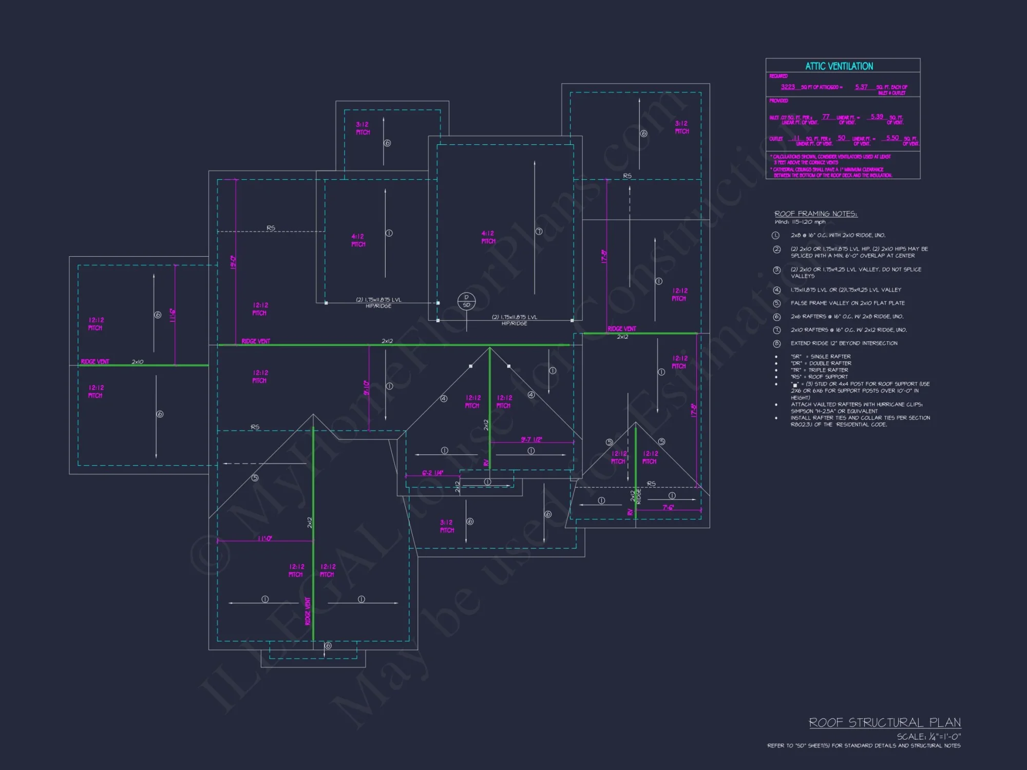 Modern Craftsman house Plan with 2 Floors, CAD Blueprints