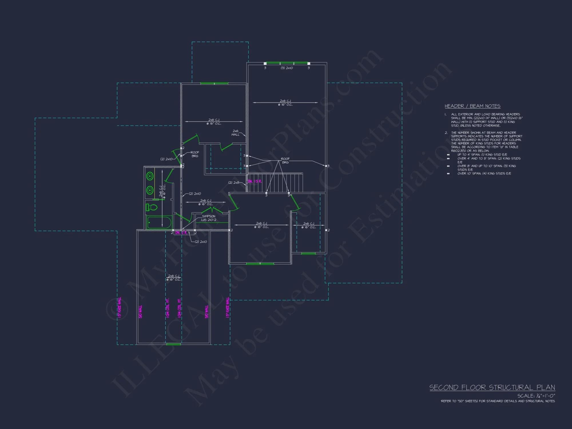 Modern Craftsman house Plan with 2 Floors, CAD Blueprints