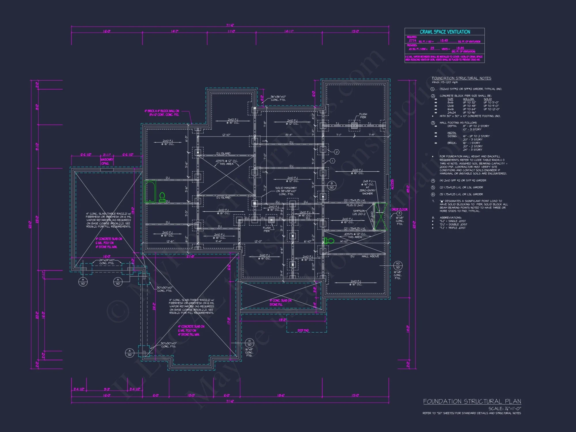 Modern Craftsman house Plan with 2 Floors, CAD Blueprints