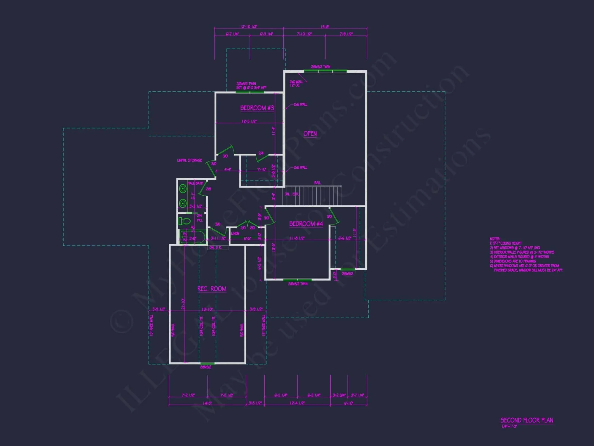 Modern Craftsman house Plan with 2 Floors, CAD Blueprints