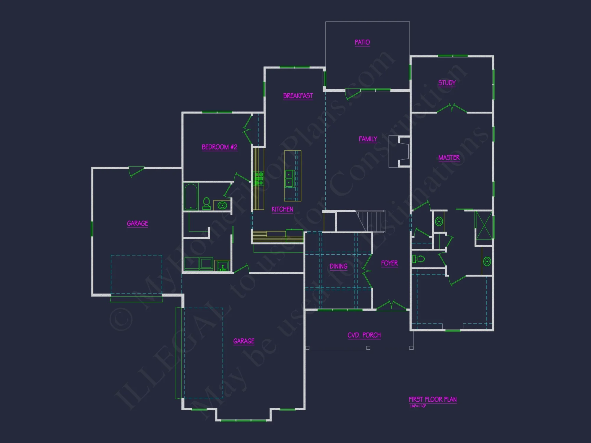Modern Craftsman house Plan with 2 Floors, CAD Blueprints