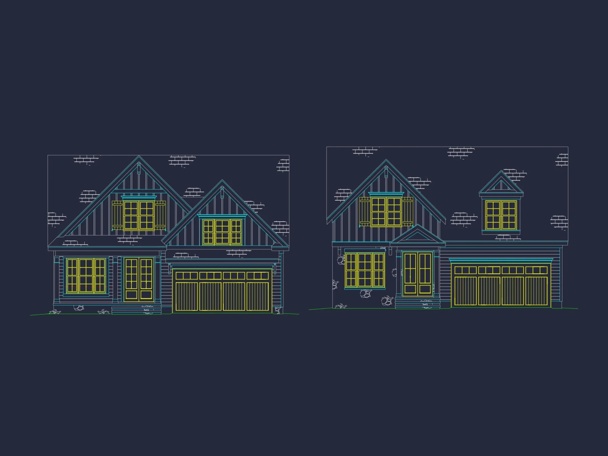 Charming house Plan with 1.5 Floors and Detailed CAD Designs