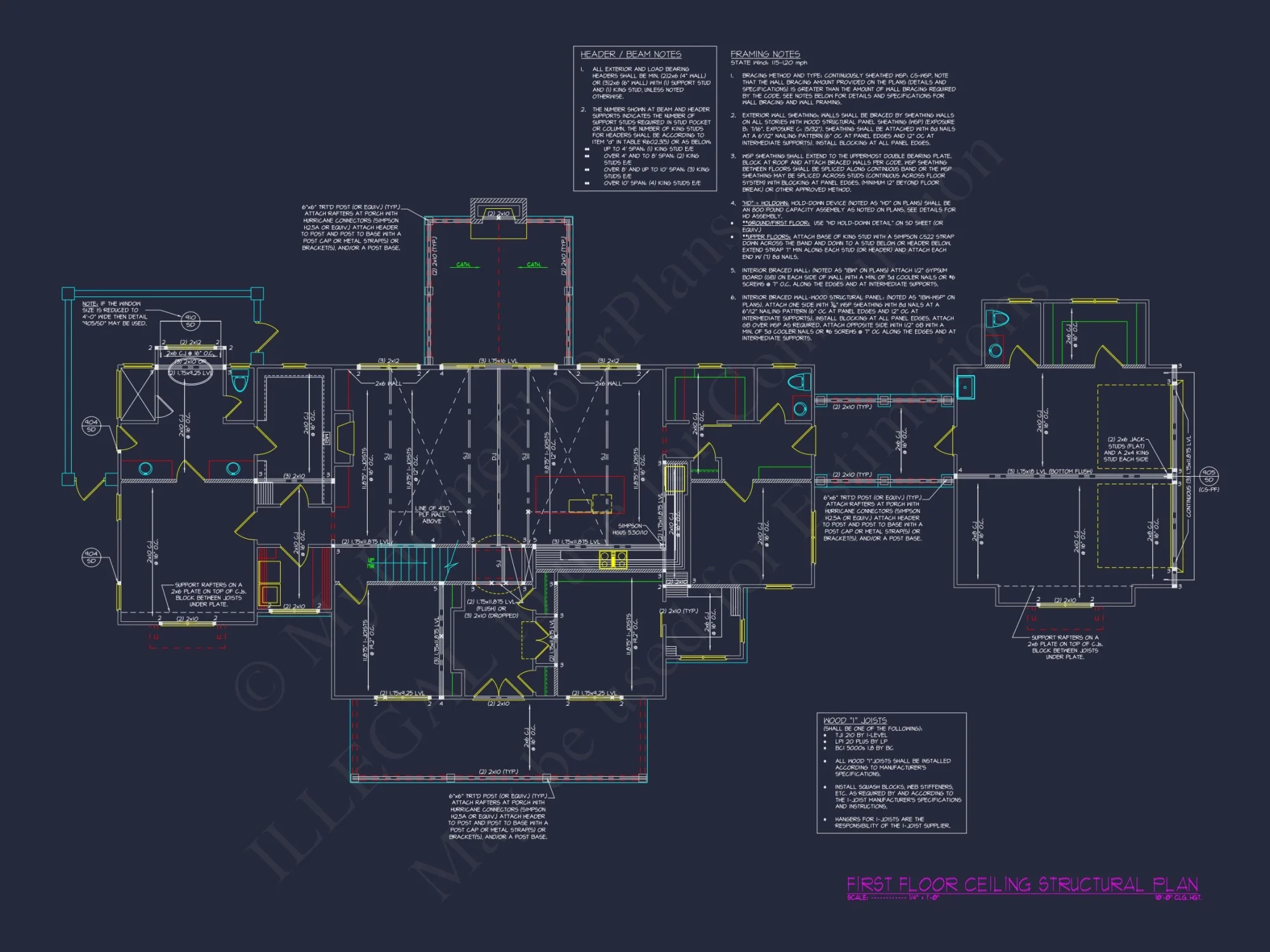 Elevated house Plan: Detailed Floor Plan Blueprint Designs