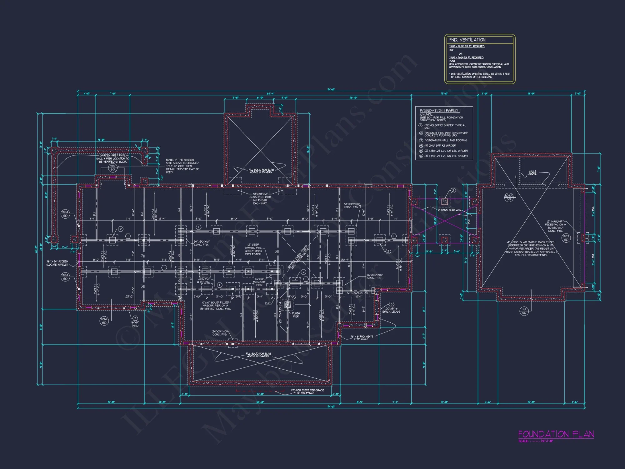 Elevated house Plan: Detailed Floor Plan Blueprint Designs