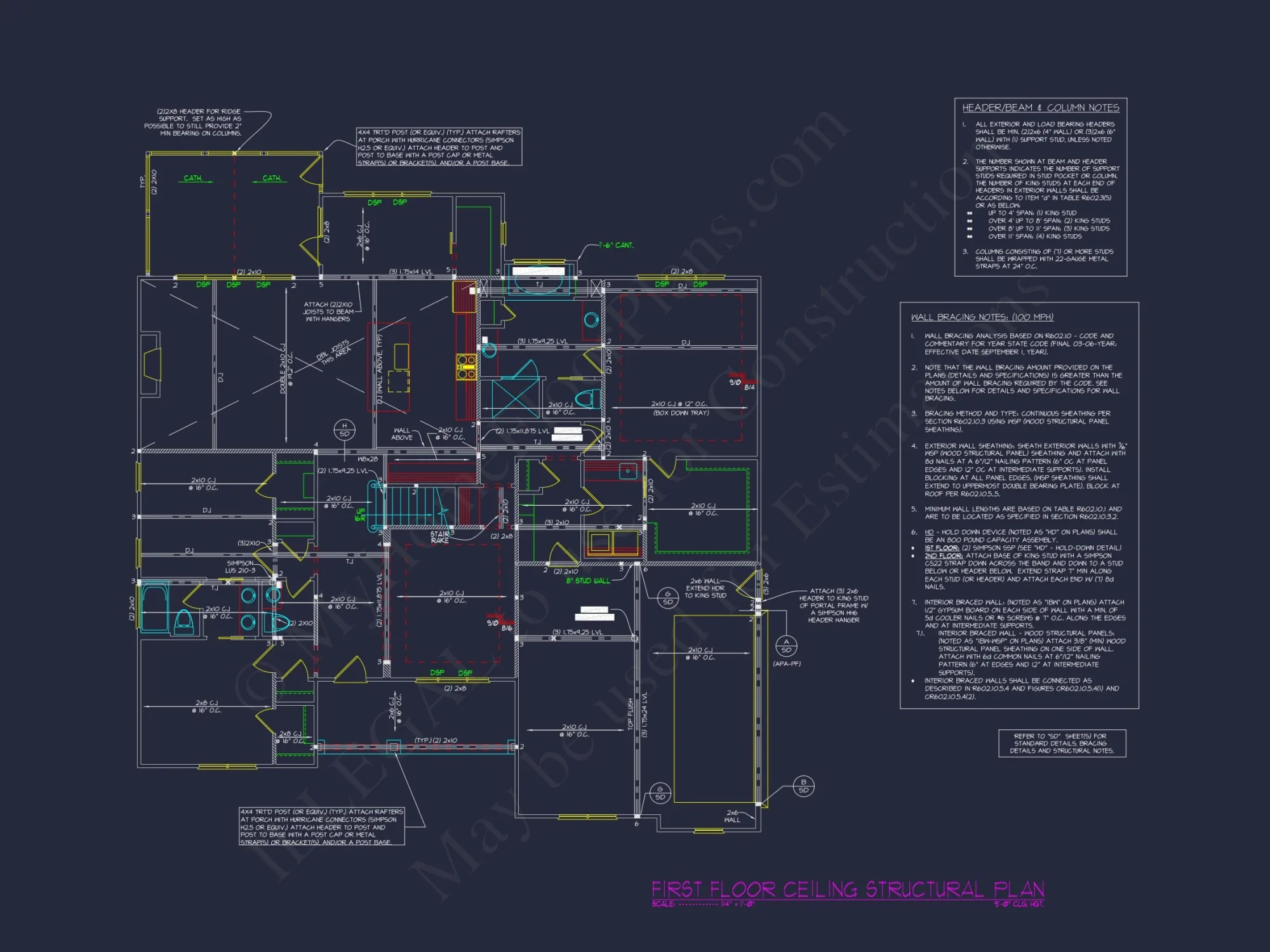 Modern Craftsman house Plan with CAD Designs and Blueprint