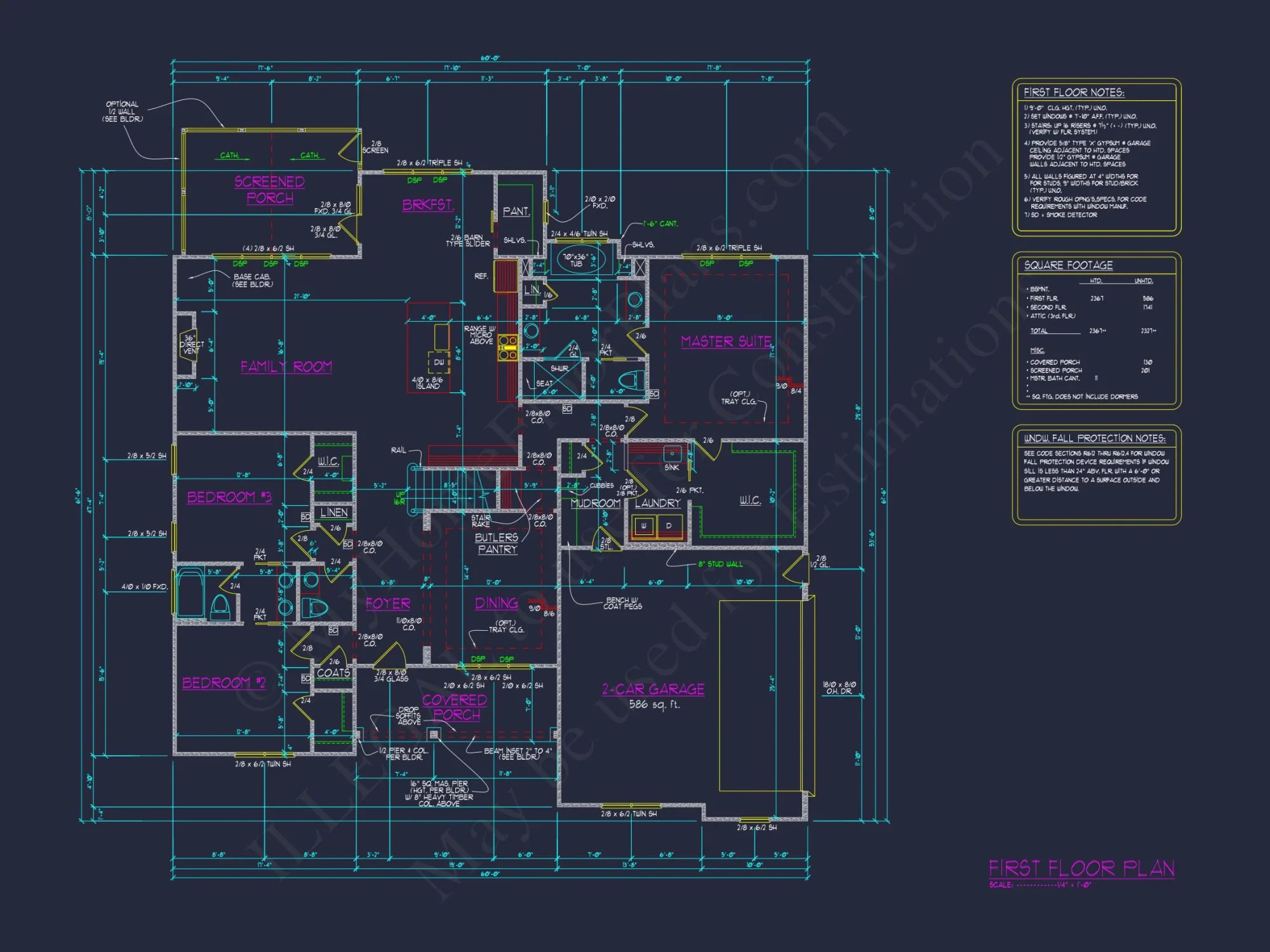 Modern Craftsman house Plan with CAD Designs and Blueprint