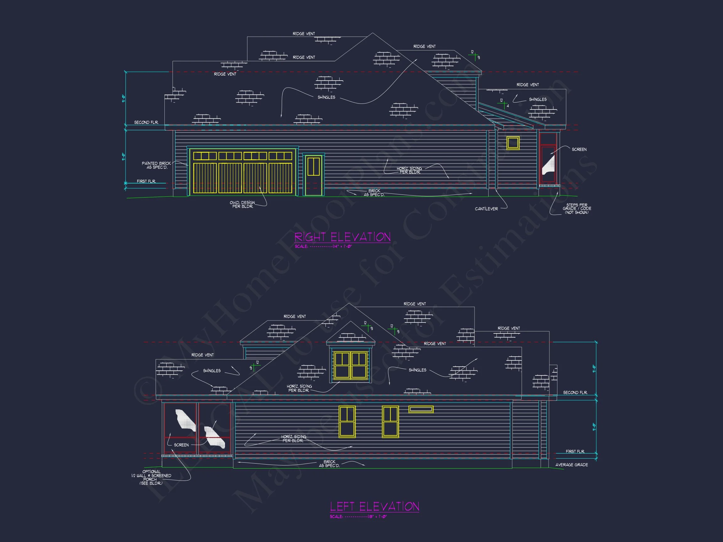 Modern Craftsman house Plan with CAD Designs and Blueprint