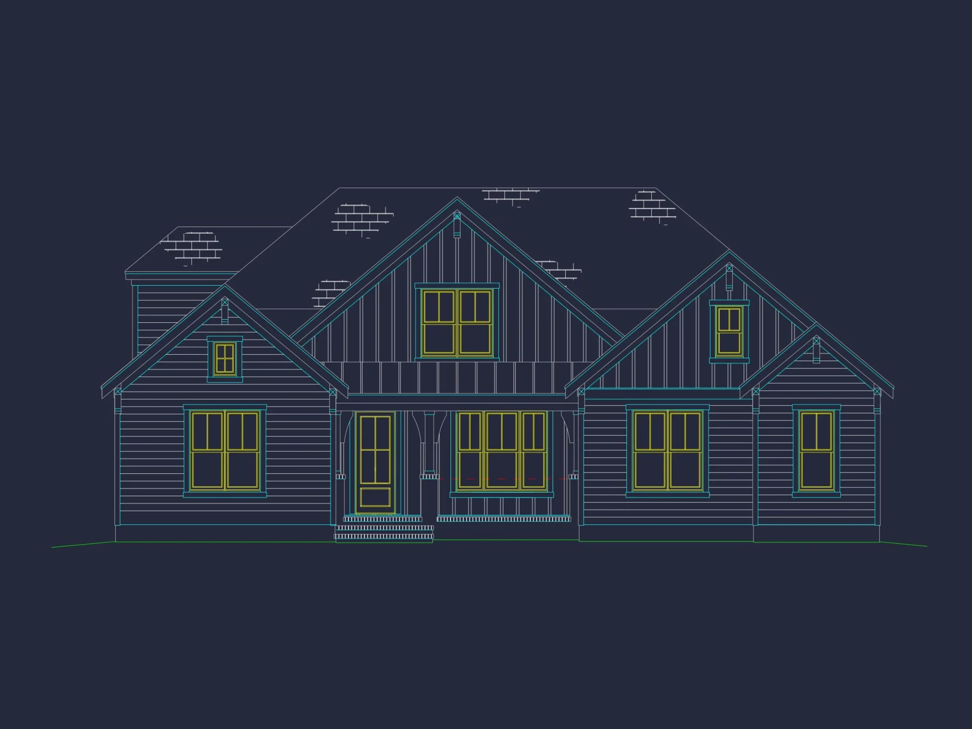 Modern Craftsman house Plan with CAD Designs and Blueprint