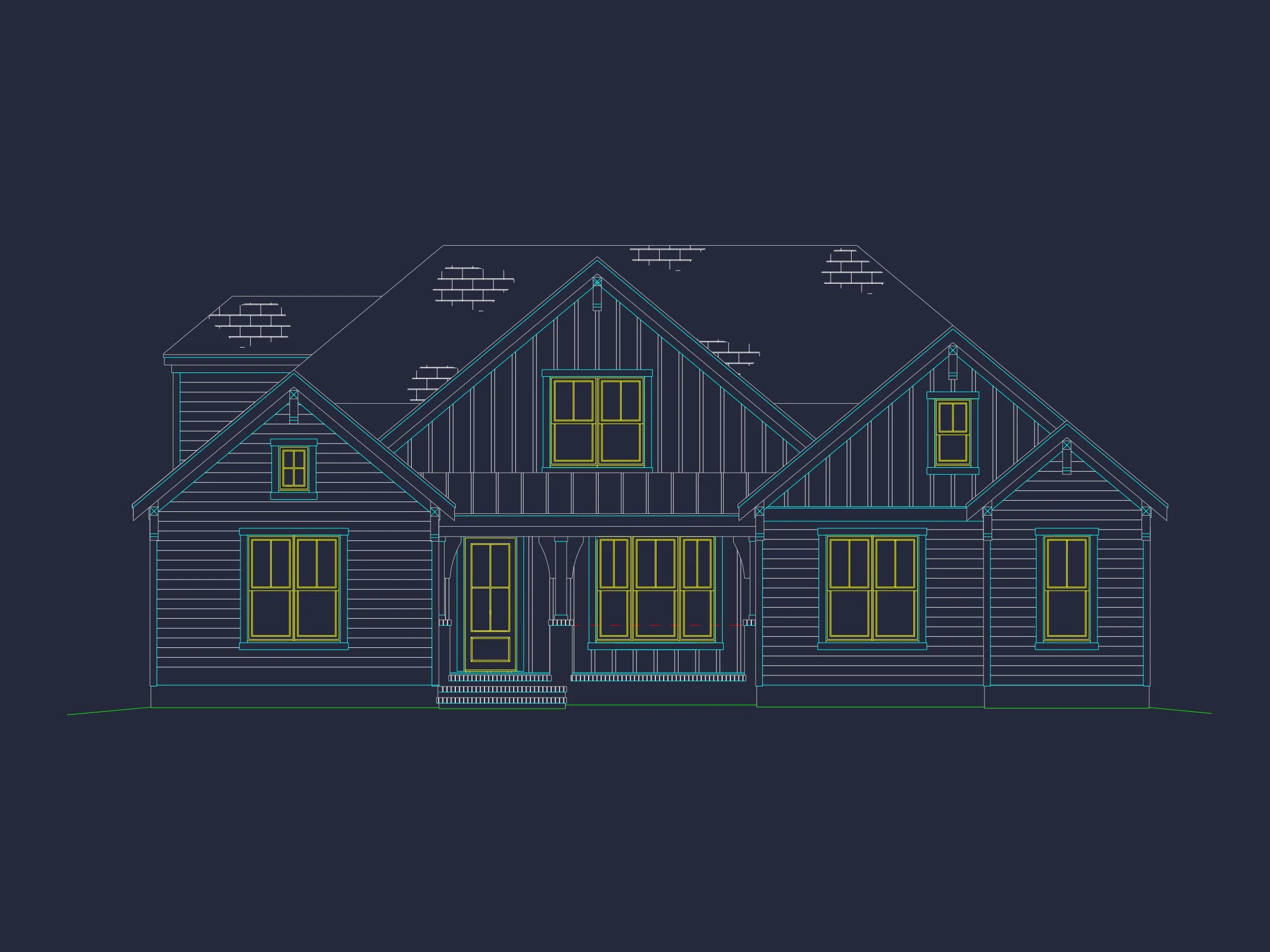 Modern Craftsman house Plan with CAD Designs and Blueprint