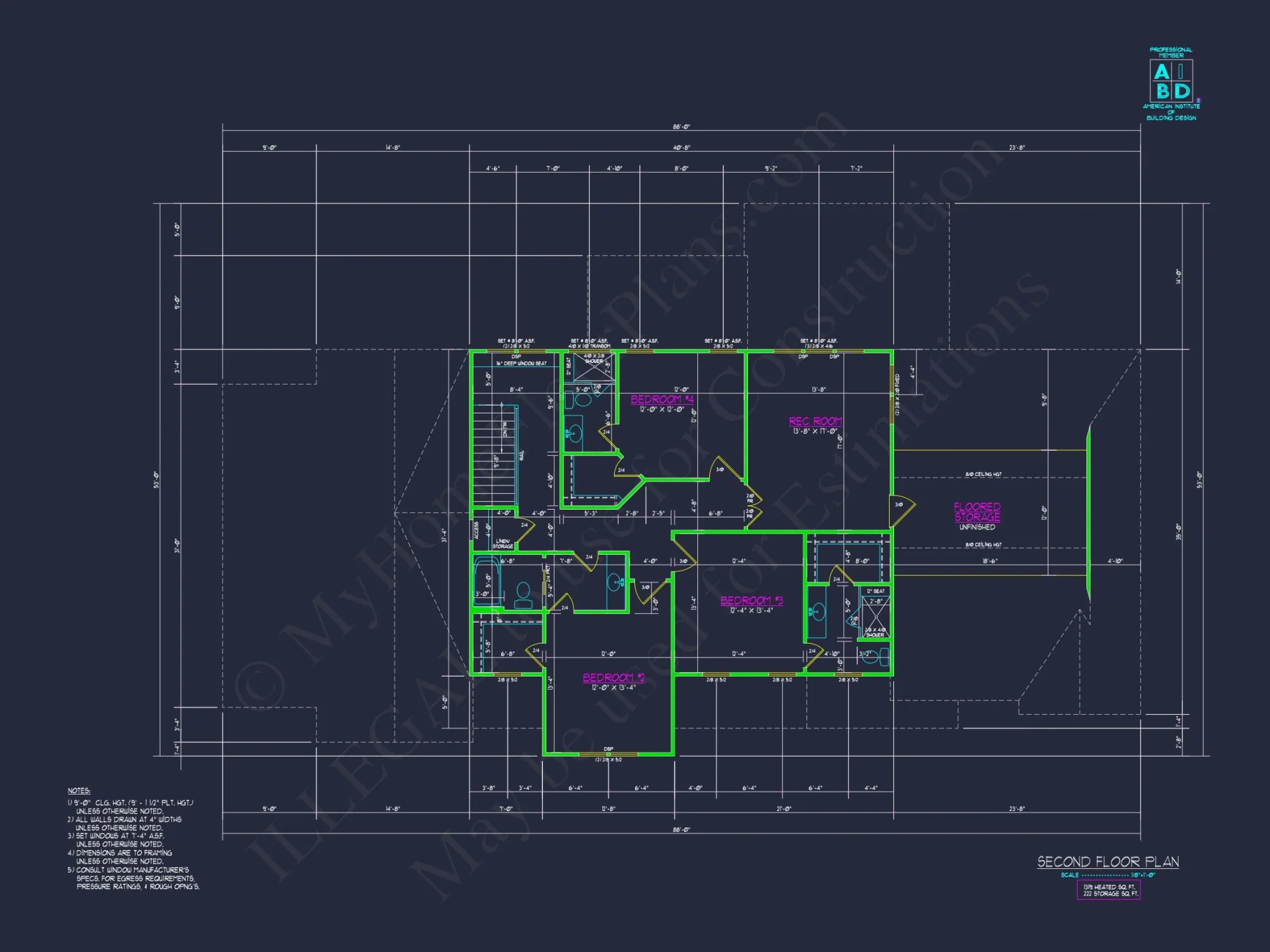 Spacious house Plan with Two Floors & CAD Blueprint Designs