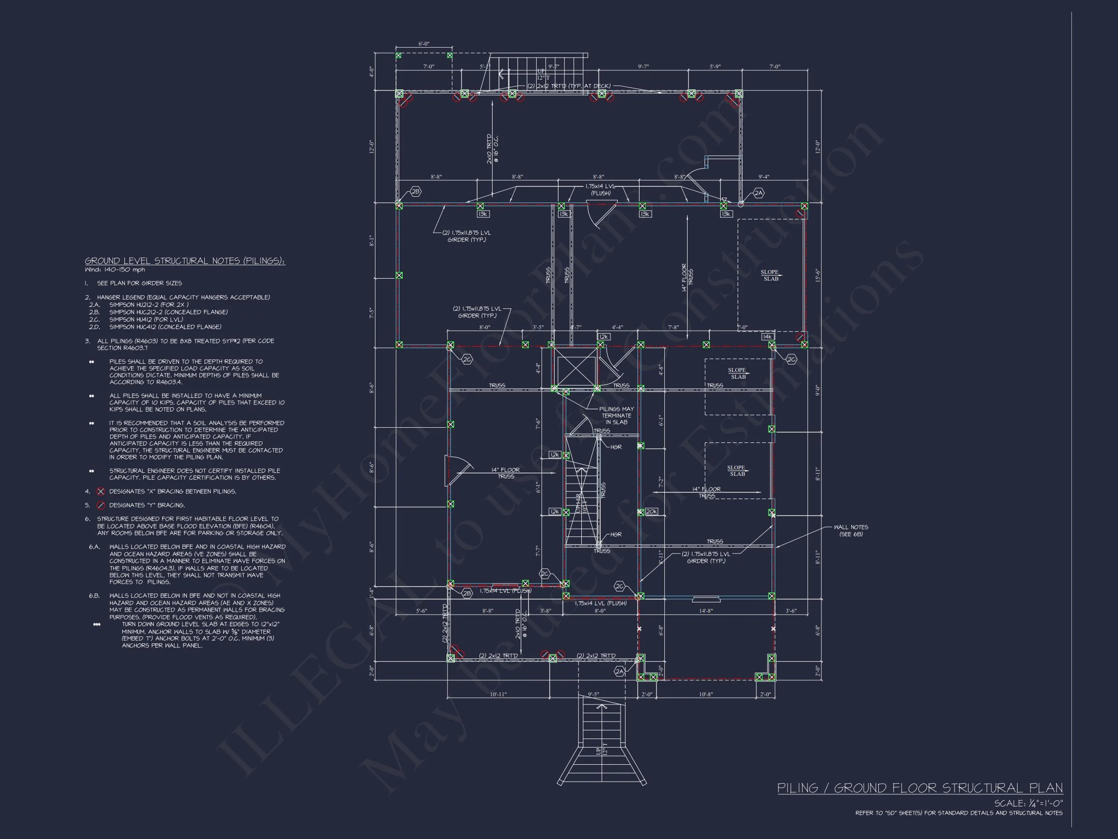 Charming Coastal house Plan with 6 Bedrooms and CAD Designs