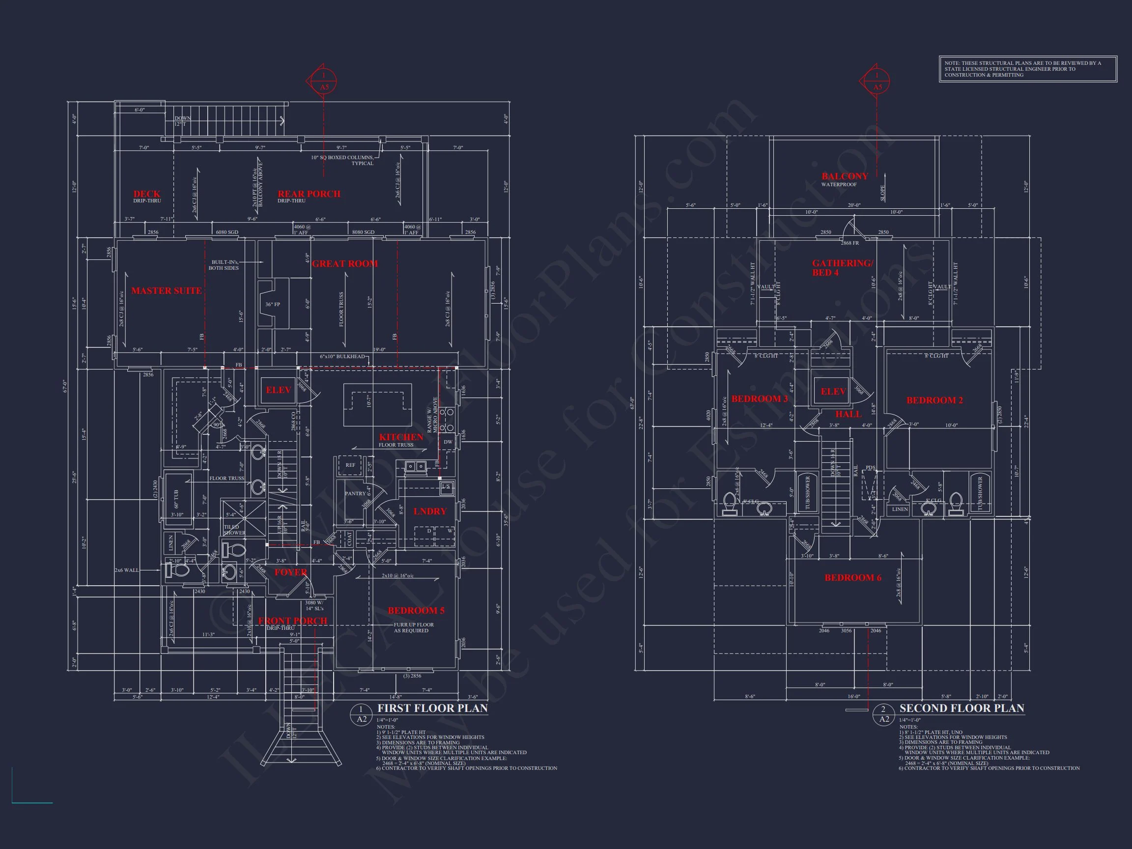 Charming Coastal house Plan with 6 Bedrooms and CAD Designs