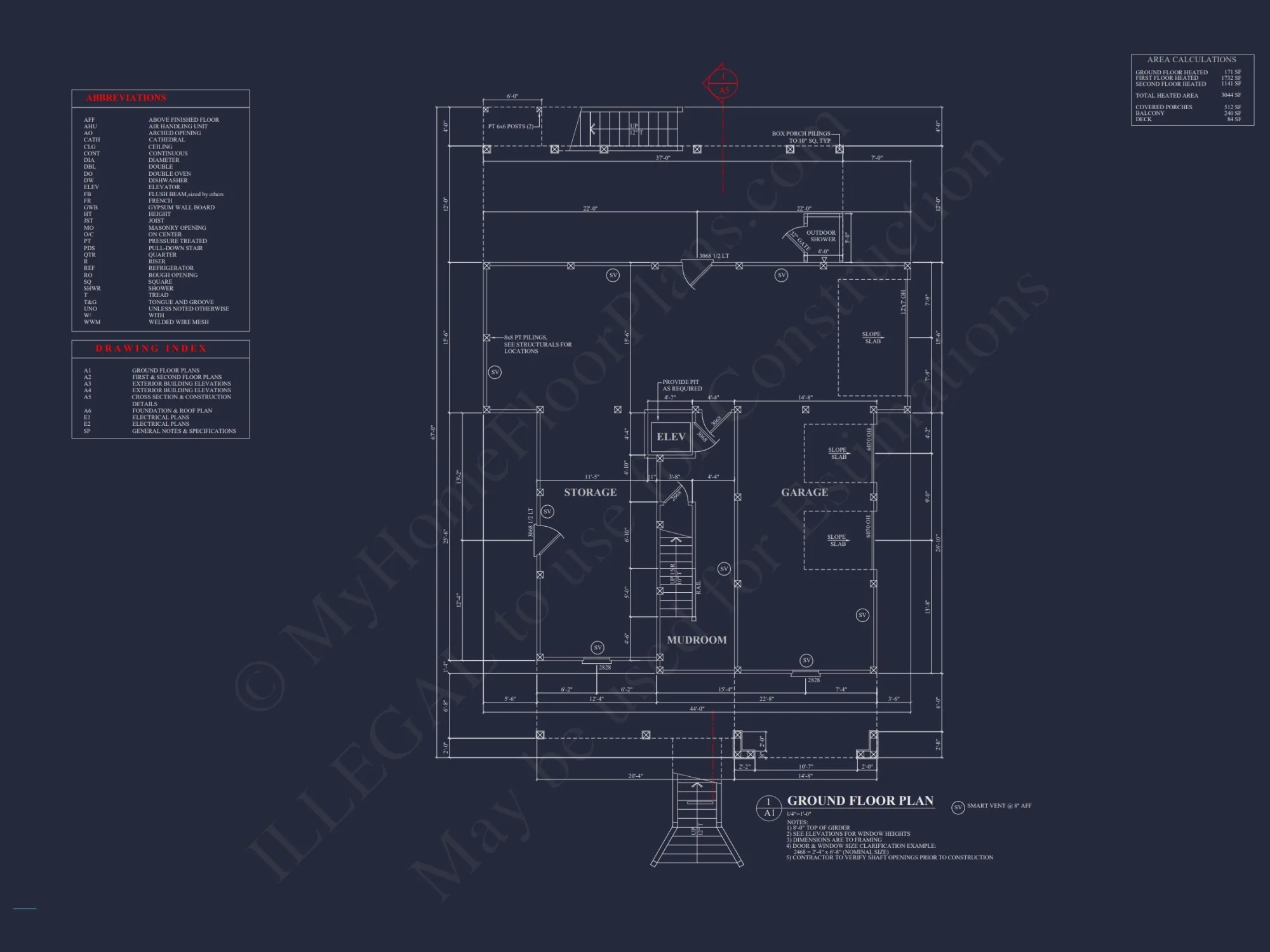 Charming Coastal house Plan with 6 Bedrooms and CAD Designs