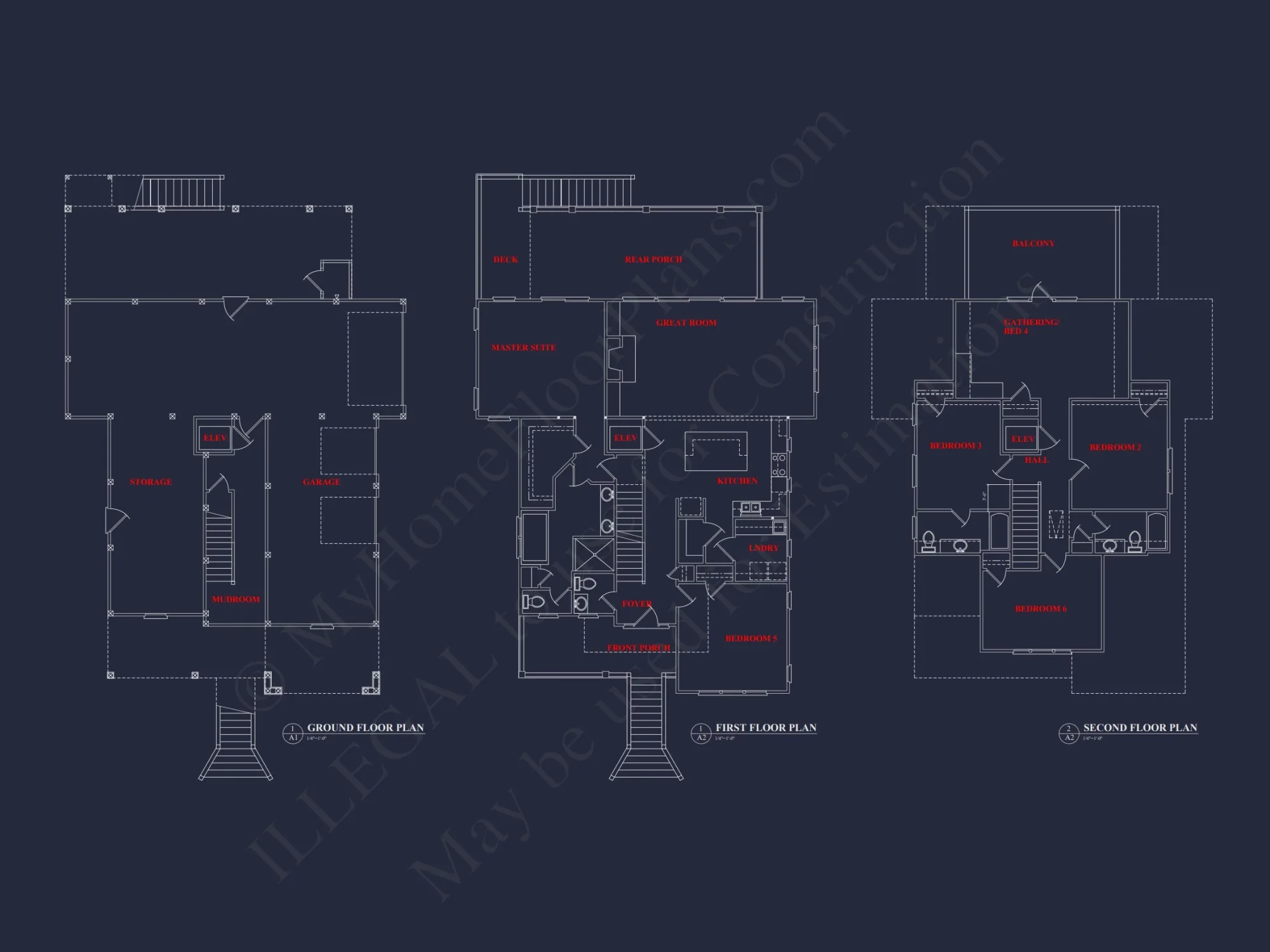Charming Coastal house Plan with 6 Bedrooms and CAD Designs