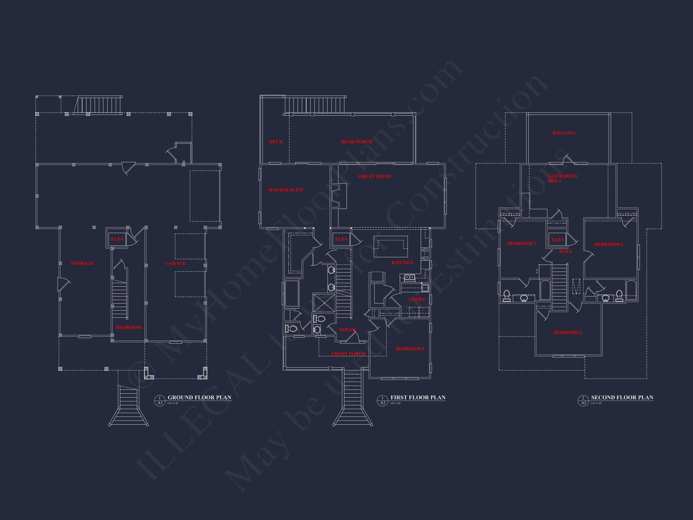 Charming Coastal house Plan with 6 Bedrooms and CAD Designs