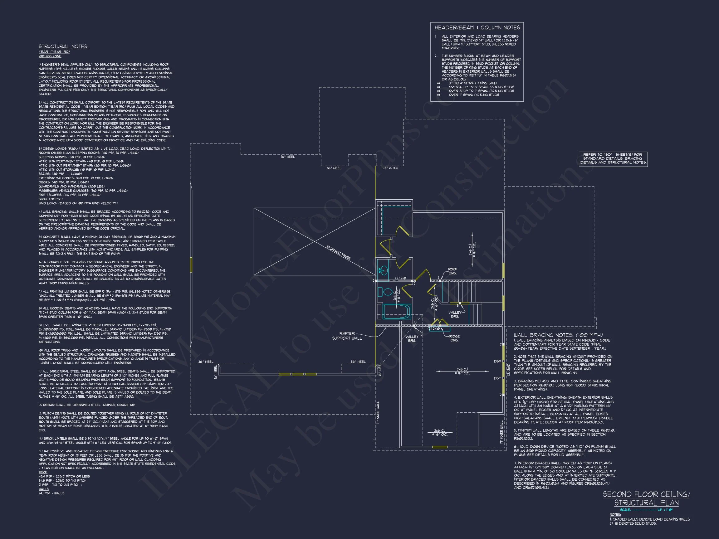 Traditional Craftsman house Plan with 4 Bedrooms and CAD Designs