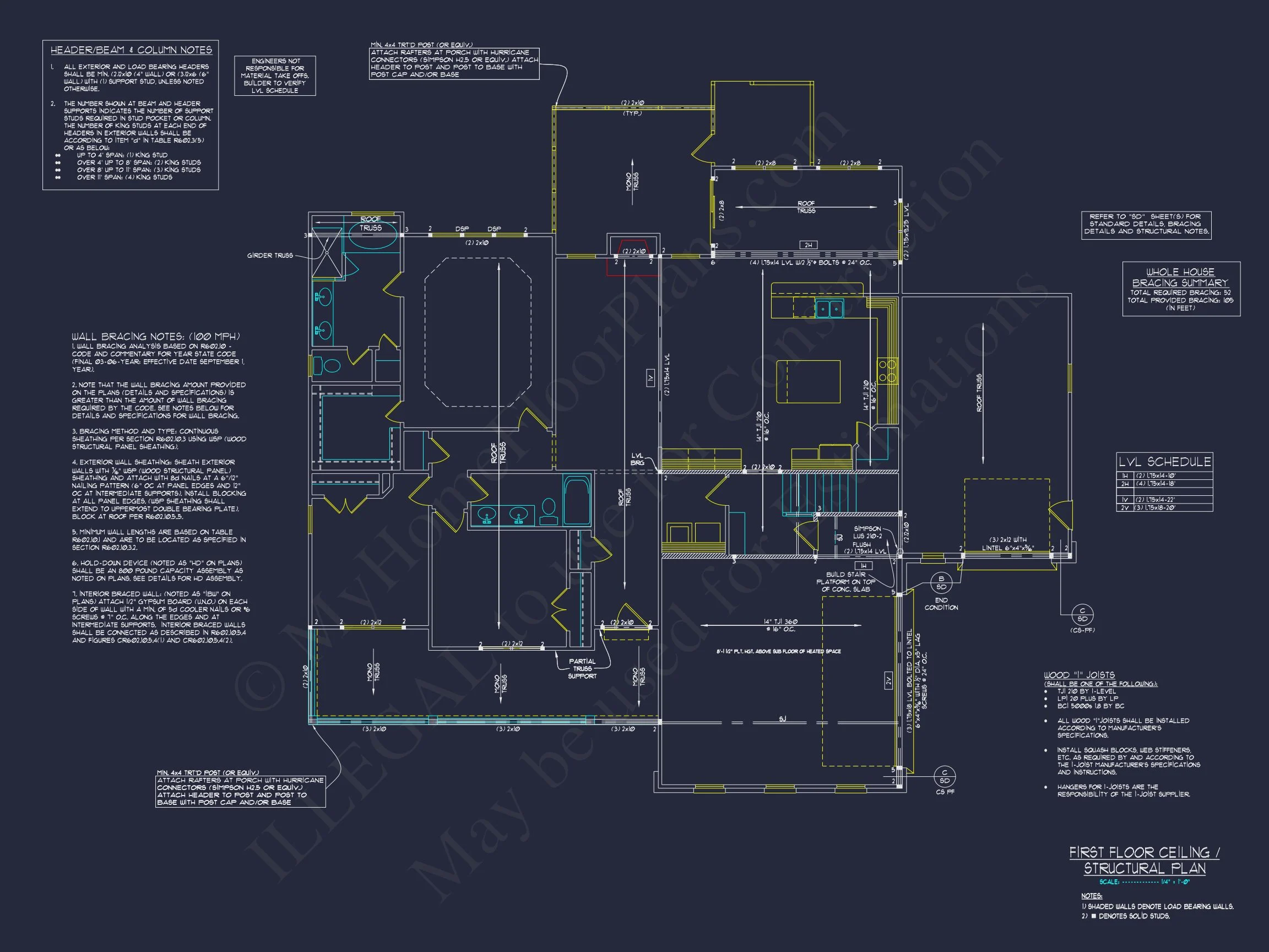 Traditional Craftsman house Plan with 4 Bedrooms and CAD Designs