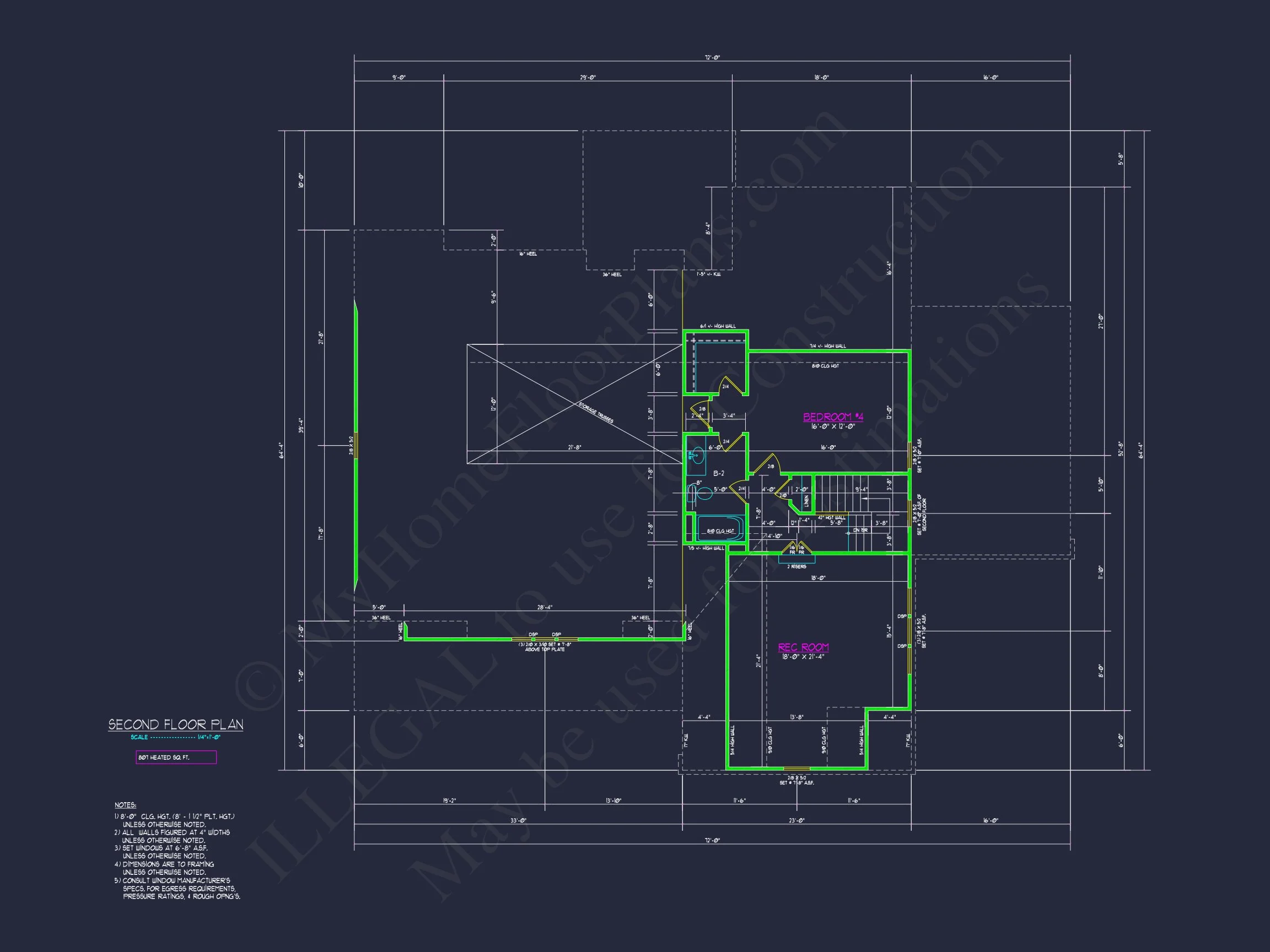 Traditional Craftsman house Plan with 4 Bedrooms and CAD Designs