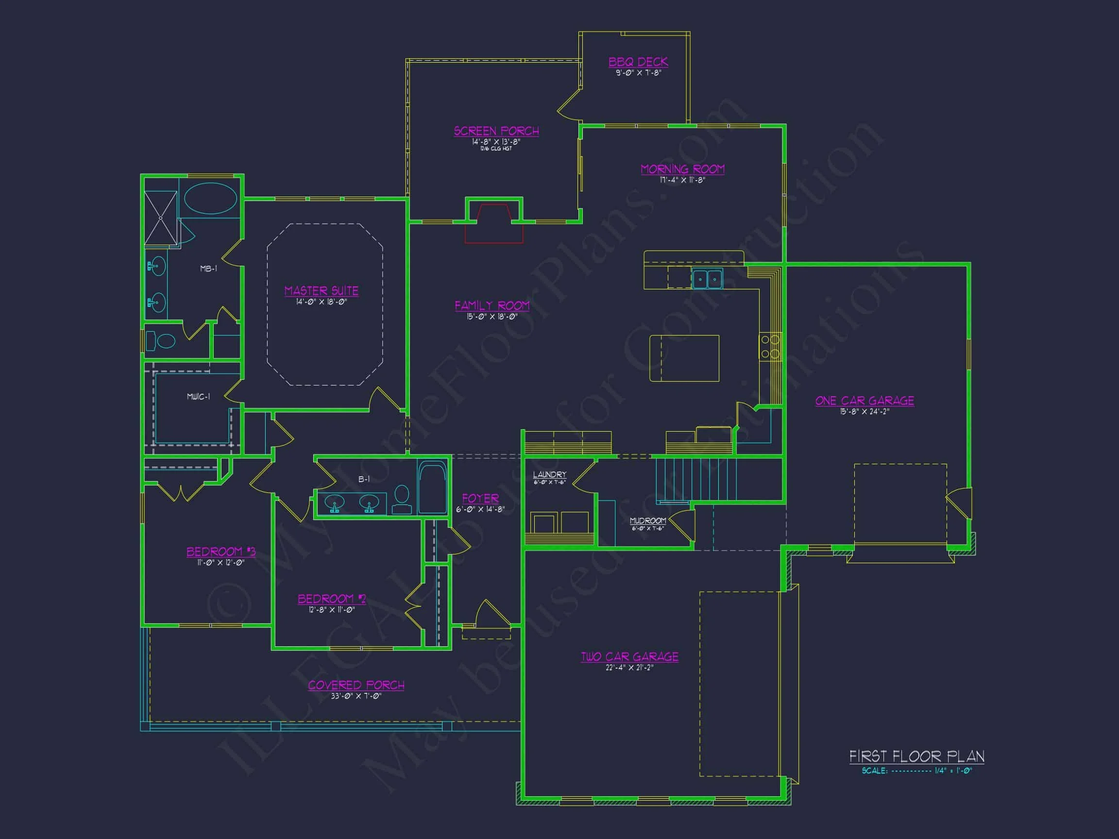 Traditional Craftsman house Plan with 4 Bedrooms and CAD Designs
