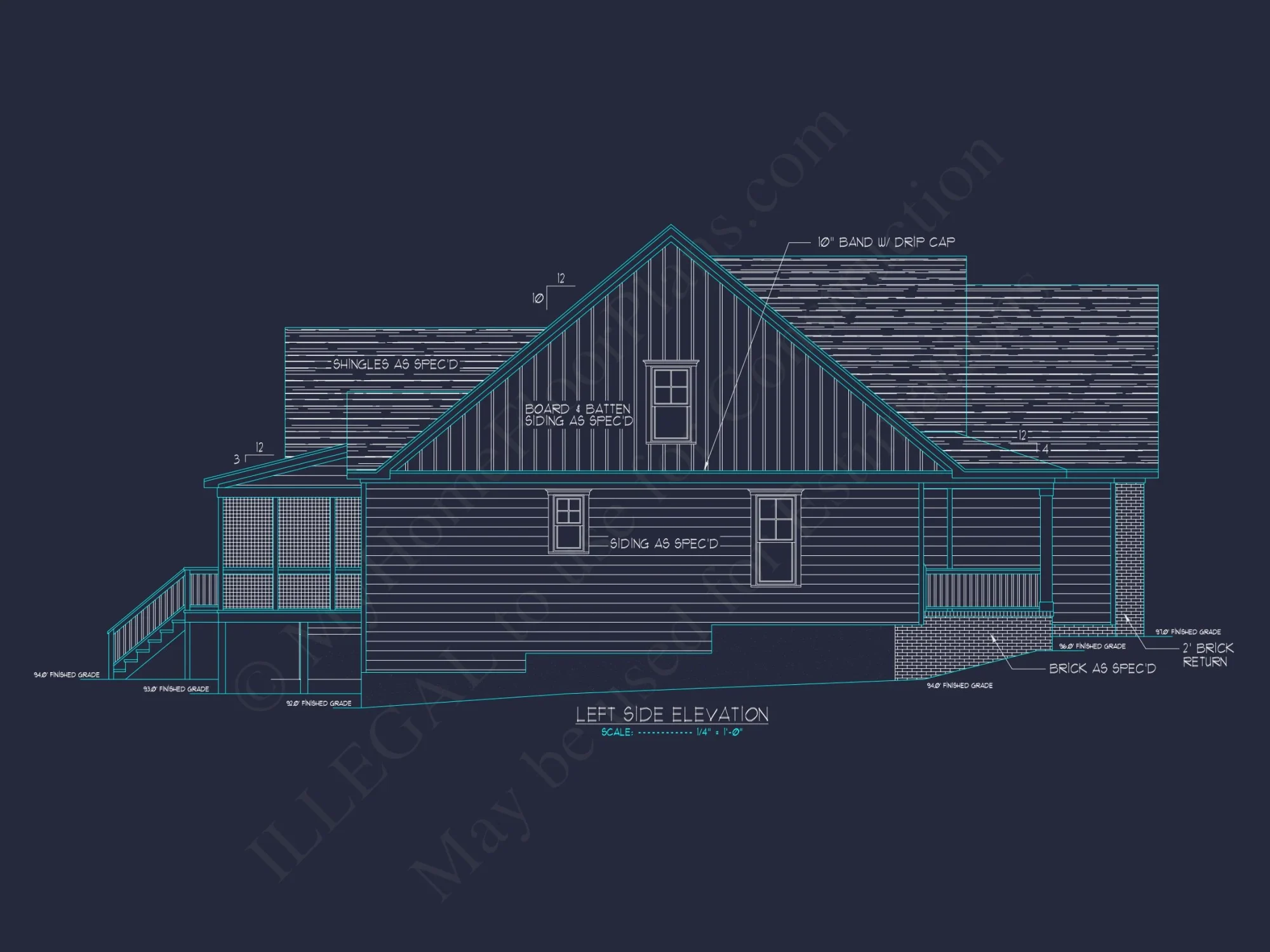 Traditional Craftsman house Plan with 4 Bedrooms and CAD Designs
