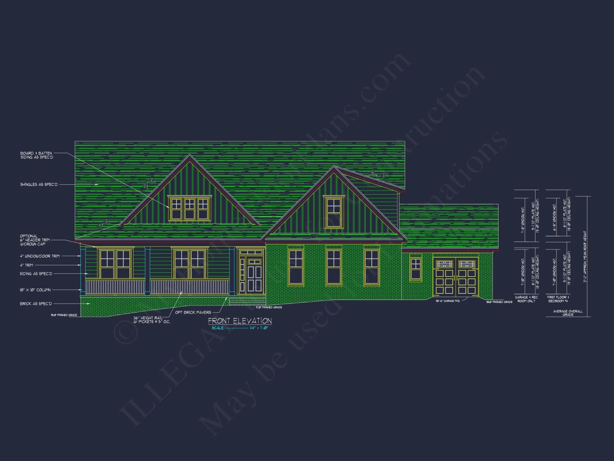 Traditional Craftsman house Plan with 4 Bedrooms and CAD Designs