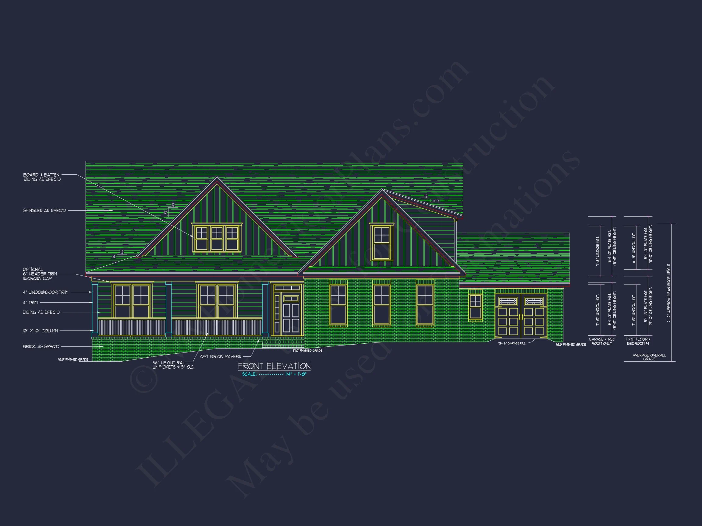 Traditional Craftsman house Plan with 4 Bedrooms and CAD Designs