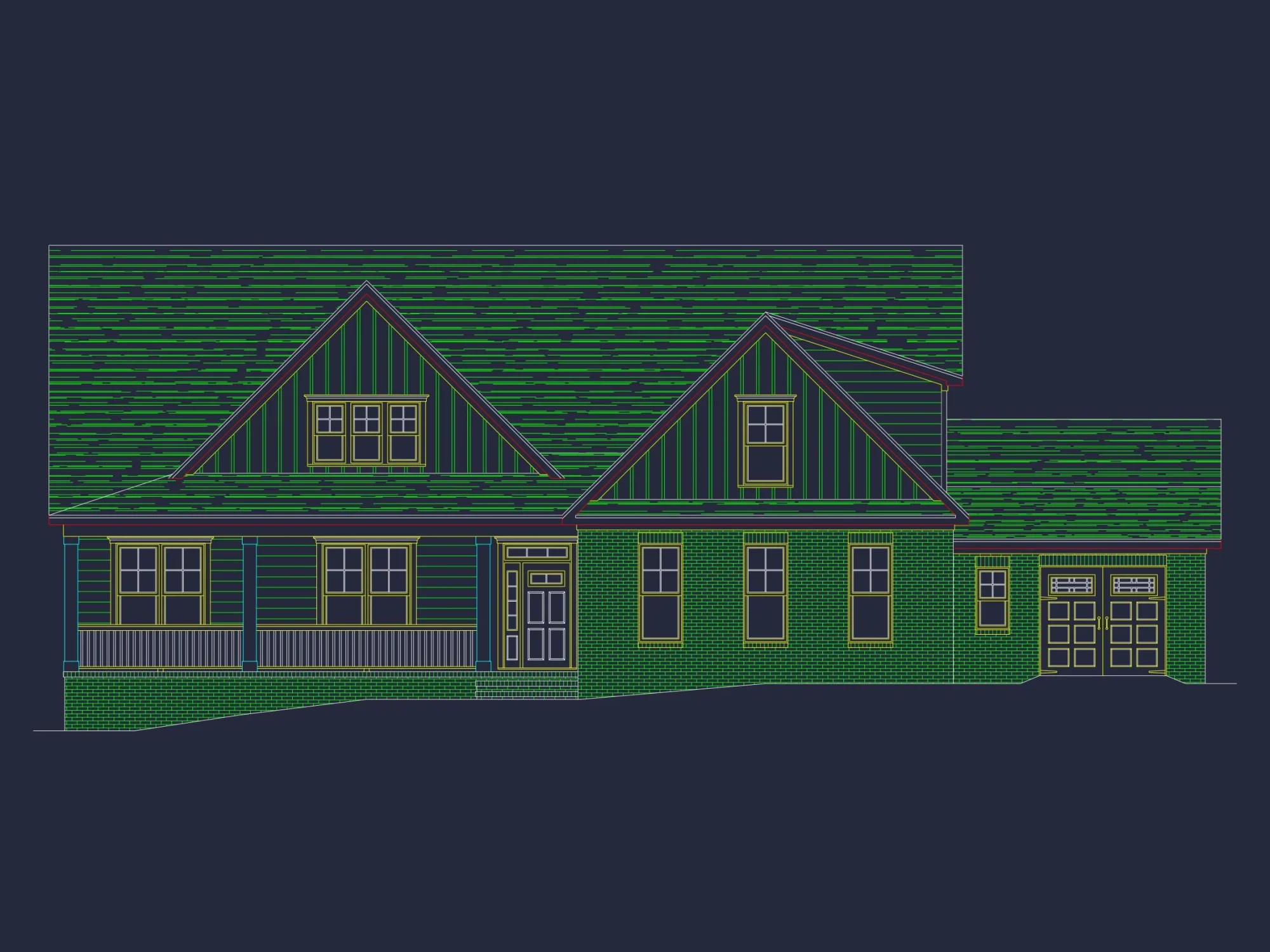 Traditional Craftsman house Plan with 4 Bedrooms and CAD Designs