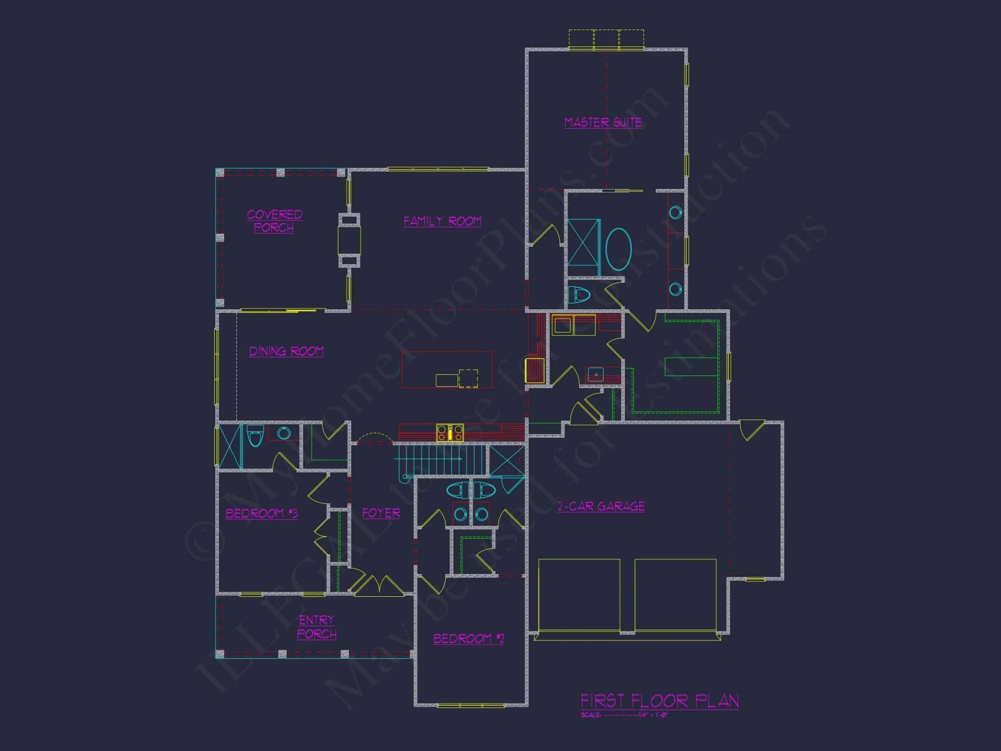 Craftsman house Plan with 2 Floors, CAD Blueprint & Design