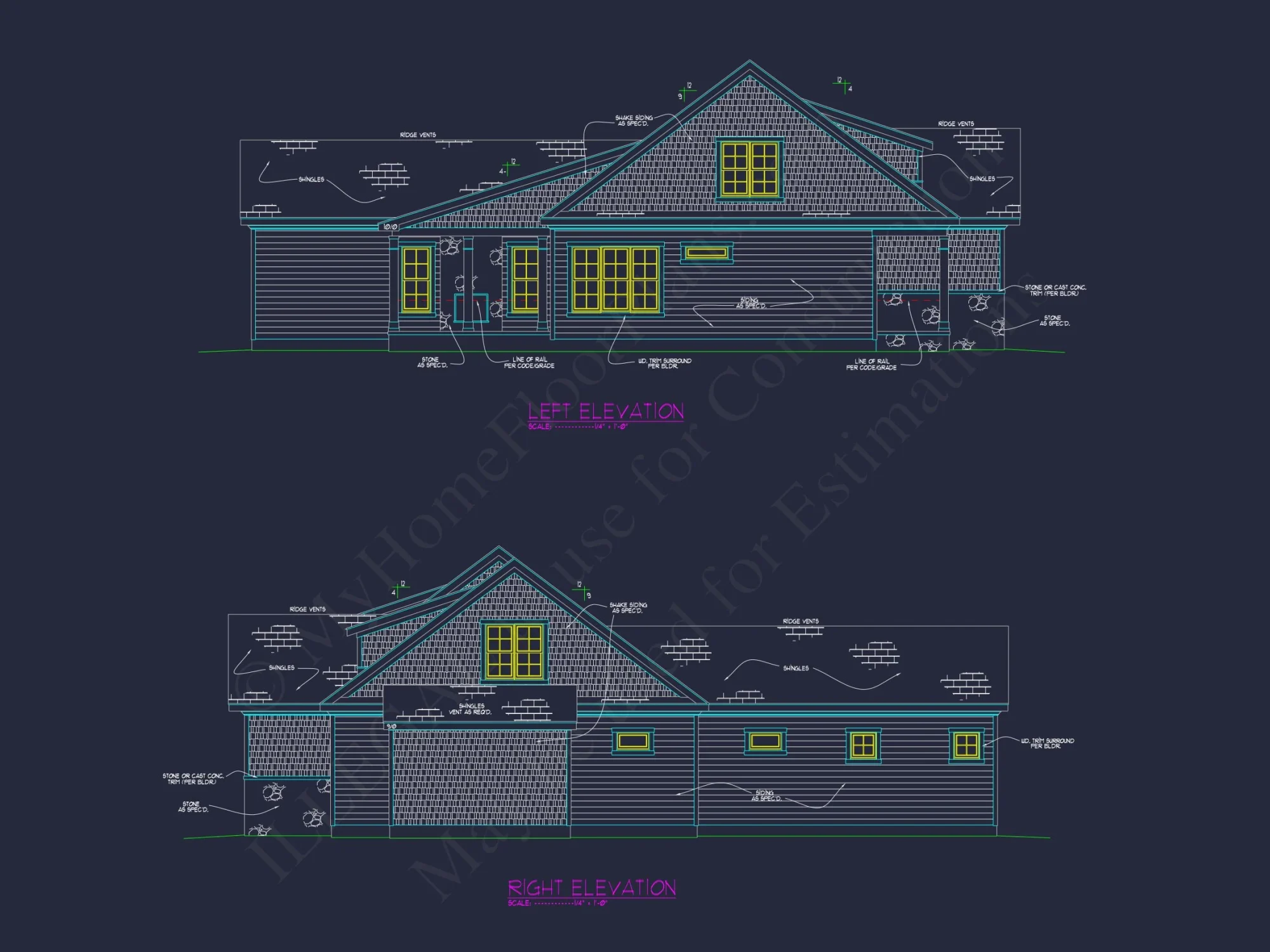 Craftsman house Plan with 2 Floors, CAD Blueprint & Design