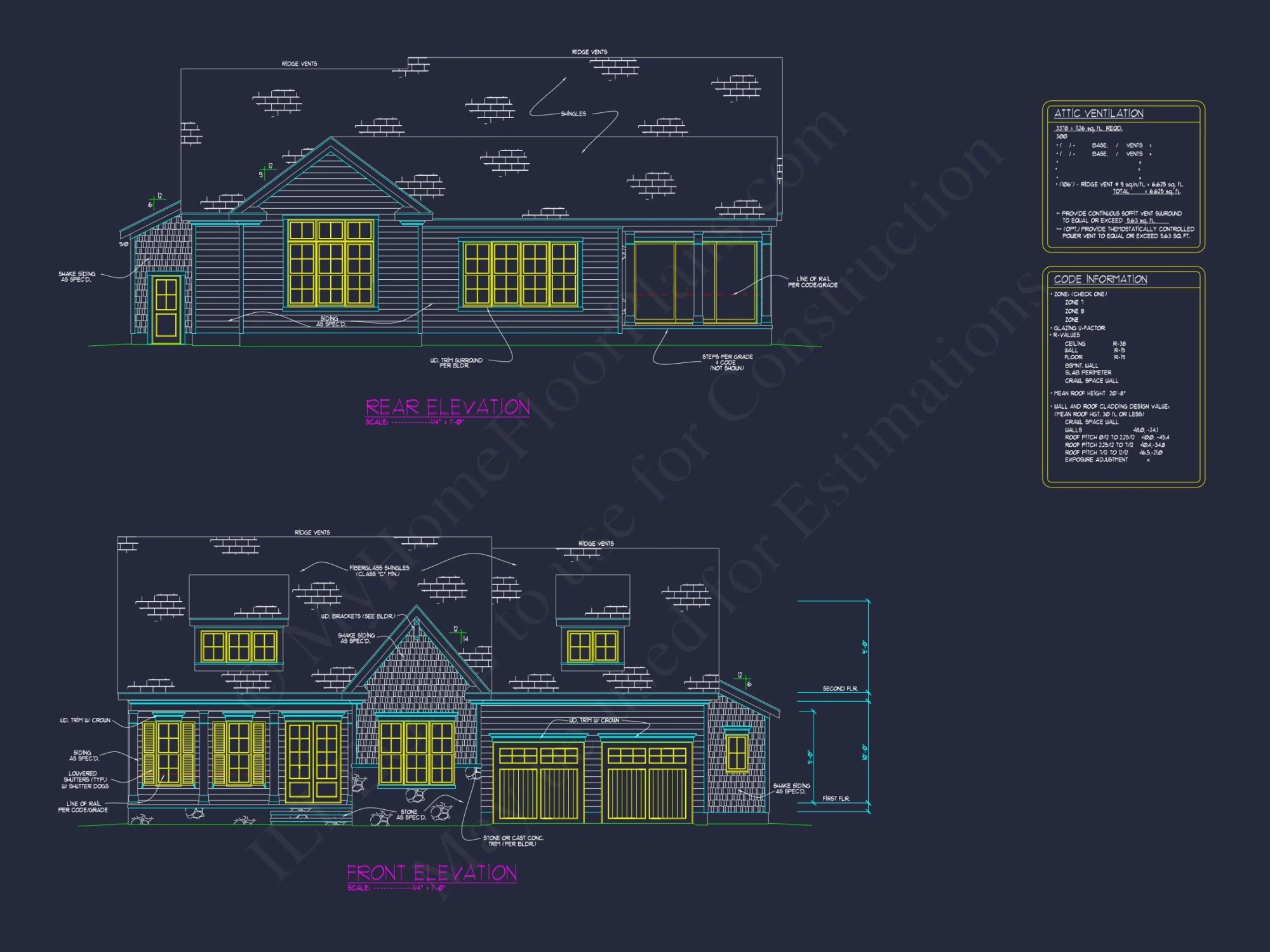 Craftsman house Plan with 2 Floors, CAD Blueprint & Design