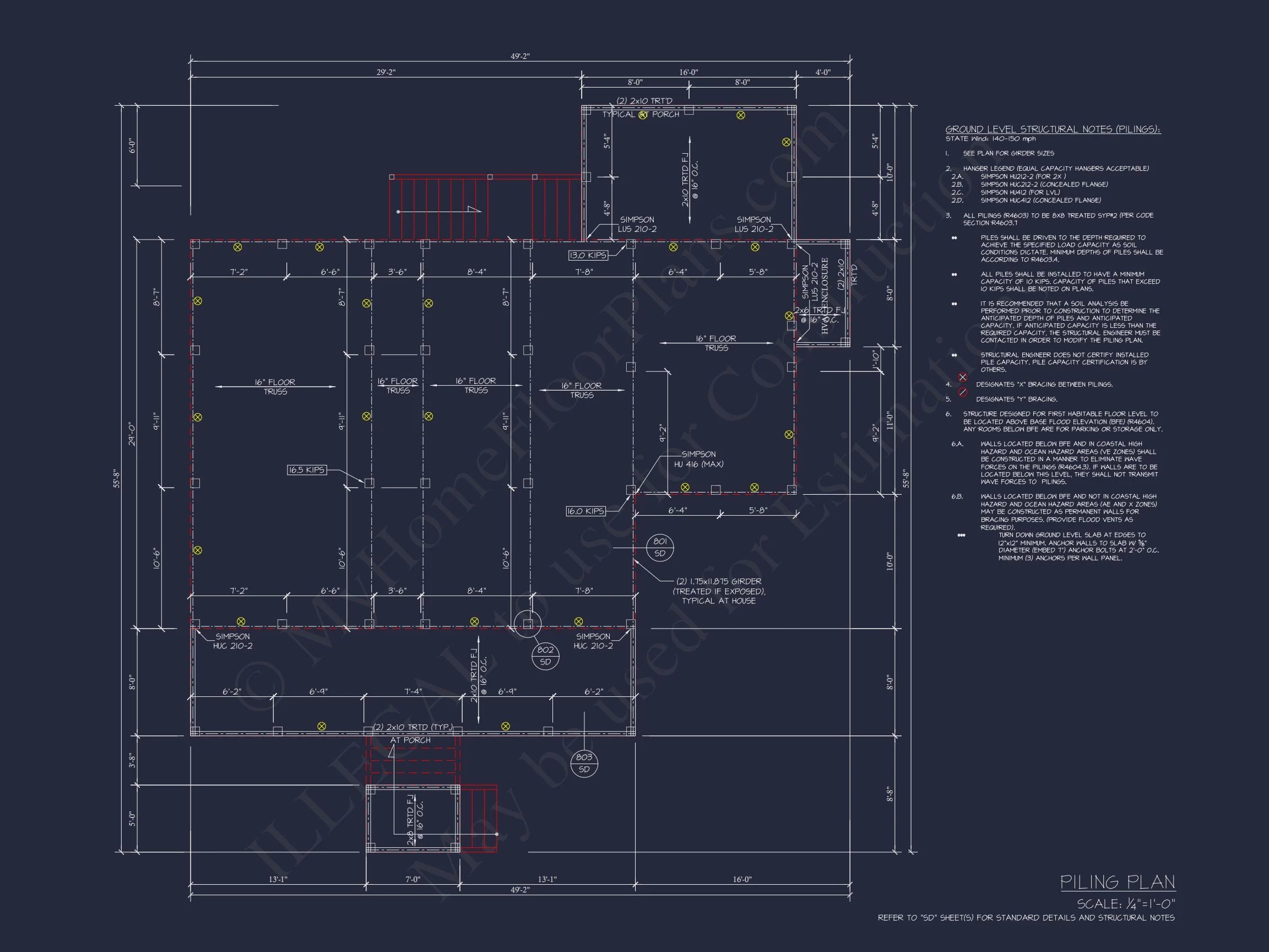 Coastal Craftsman house Plan with Open Floor Designs and CAD Blueprints
