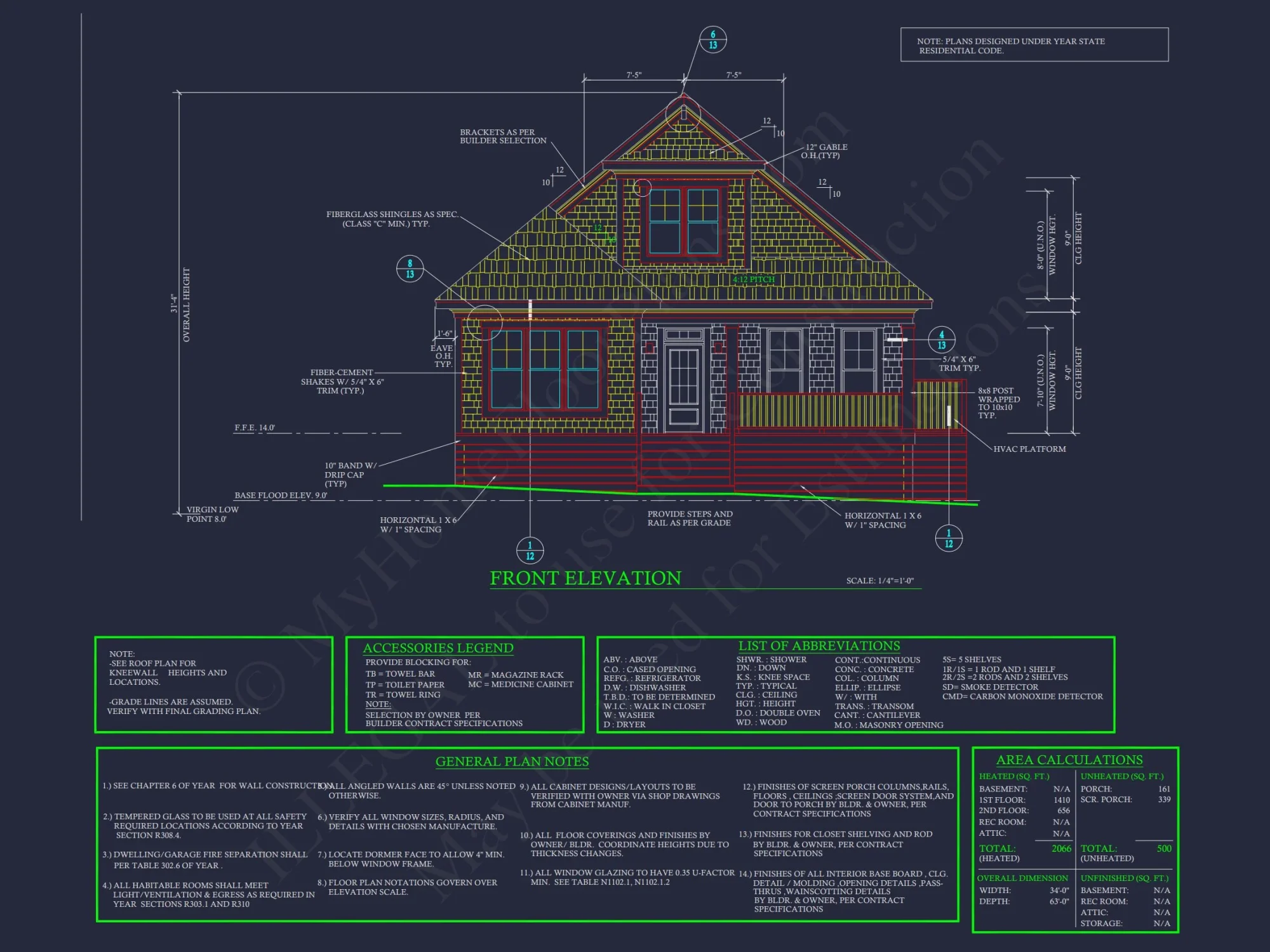 Cottage-Style house Plan with Detached Garage and CAD Designs
