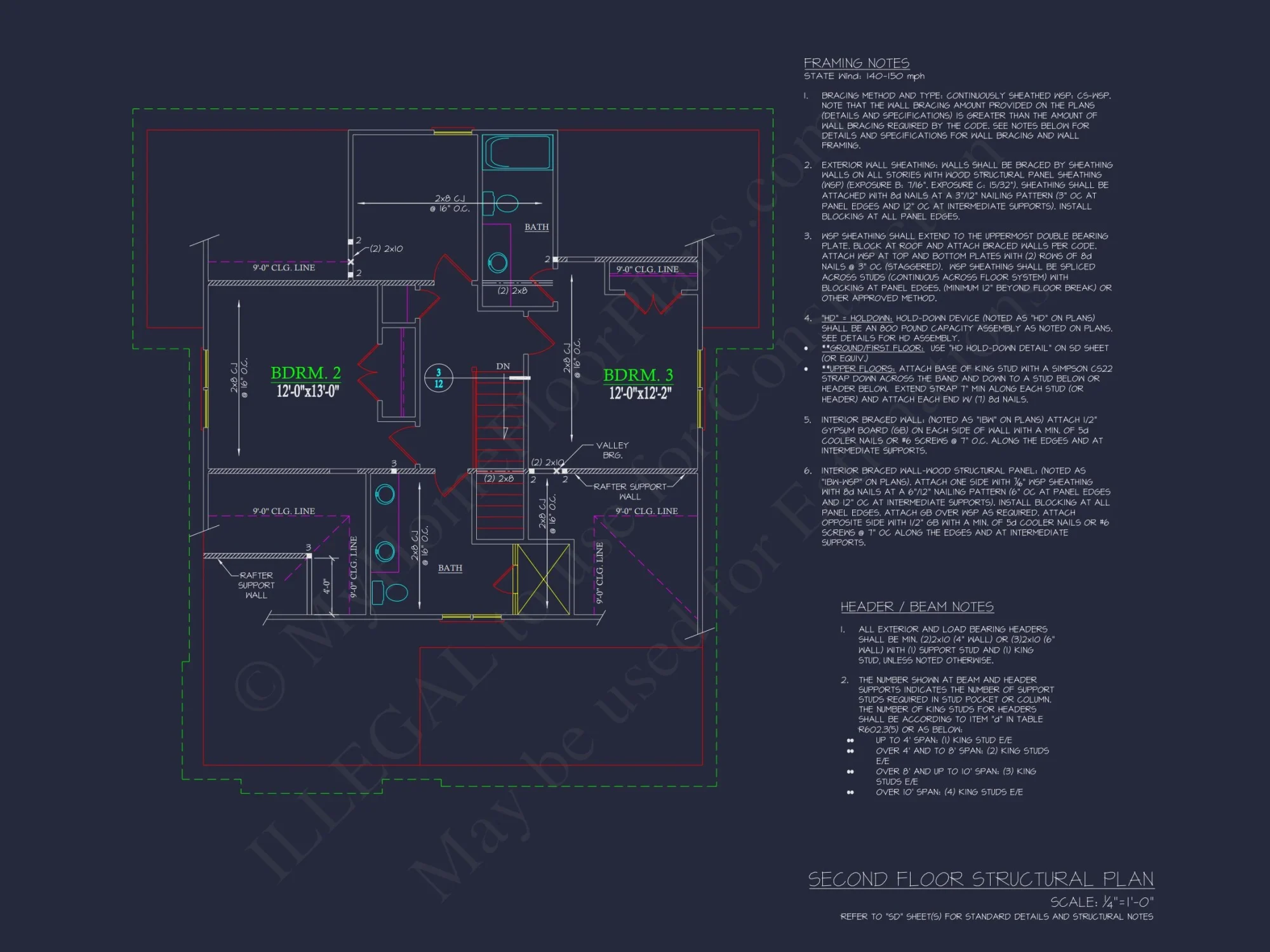 Beach Cottage Floor Plan with Detached Garage and CAD Designs