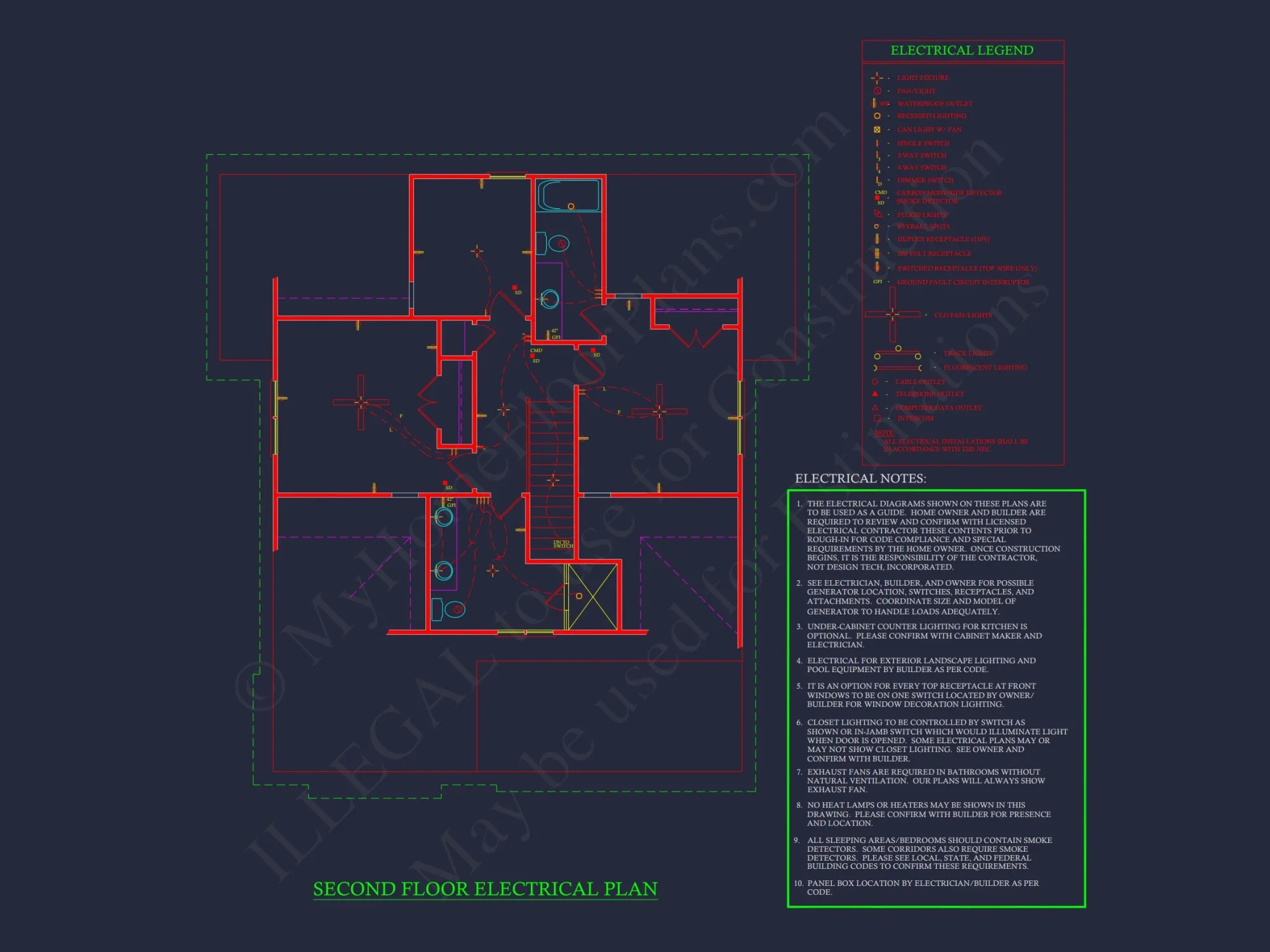 Beach Cottage Floor Plan with Detached Garage and CAD Designs