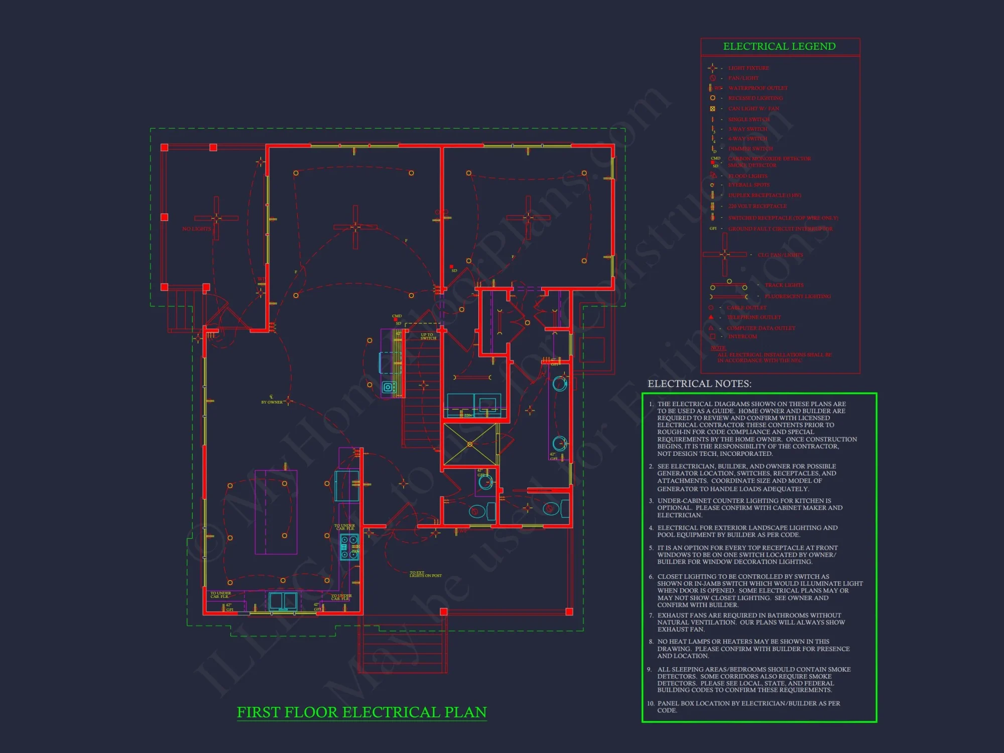 Beach Cottage Floor Plan with Detached Garage and CAD Designs