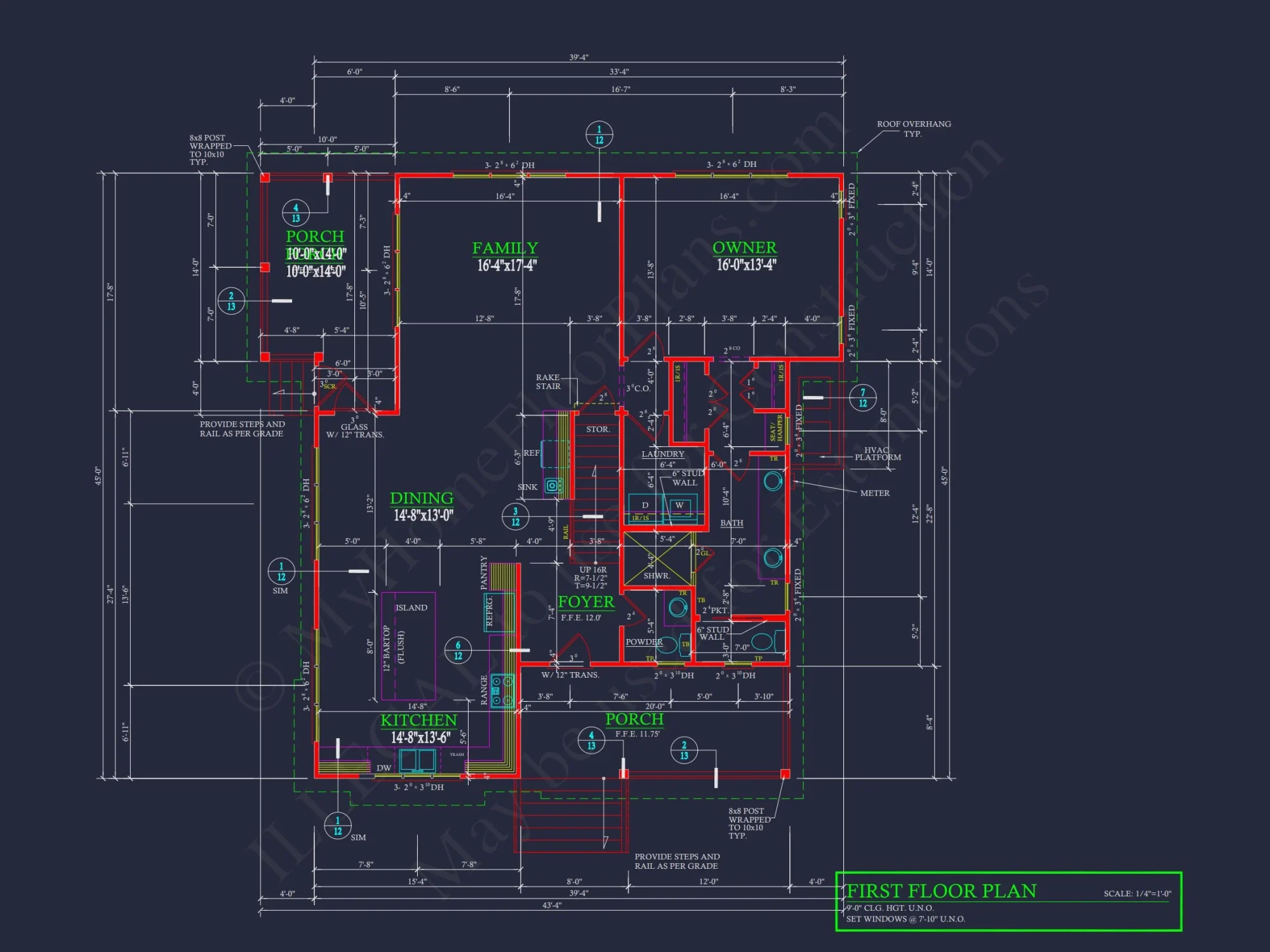 Beach Cottage Floor Plan with Detached Garage and CAD Designs