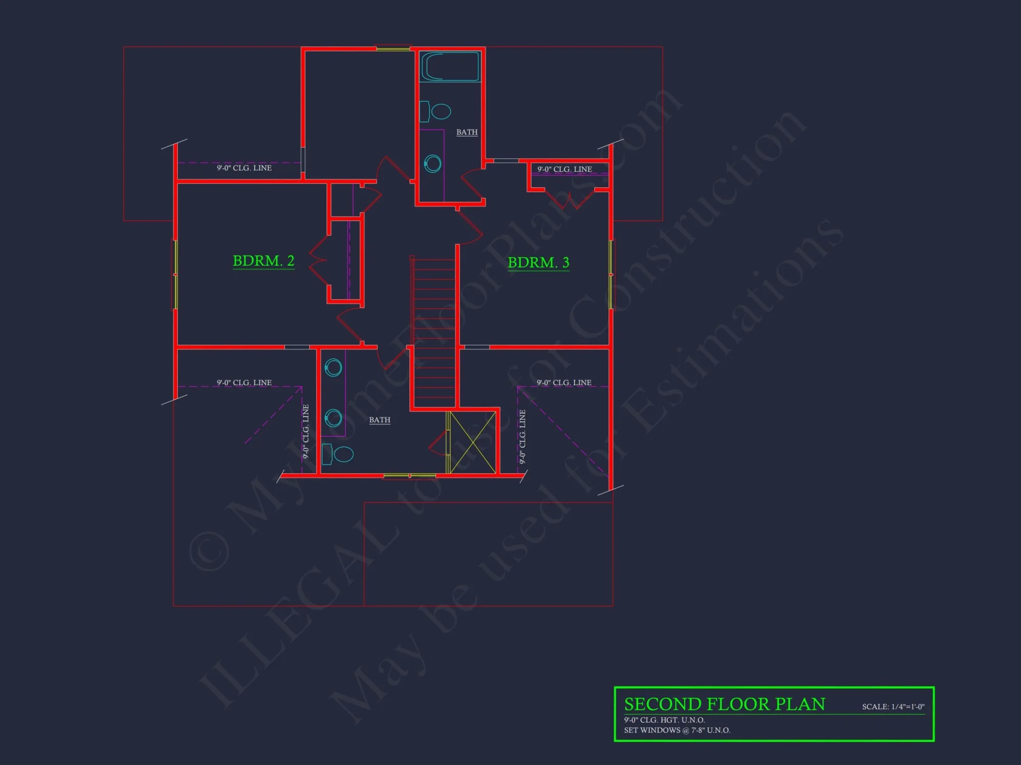 Beach Cottage Floor Plan with Detached Garage and CAD Designs
