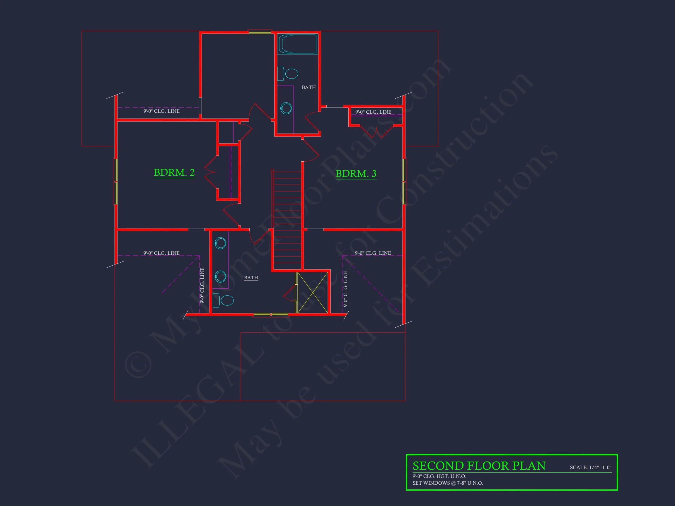 Beach Cottage Floor Plan with Detached Garage and CAD Designs