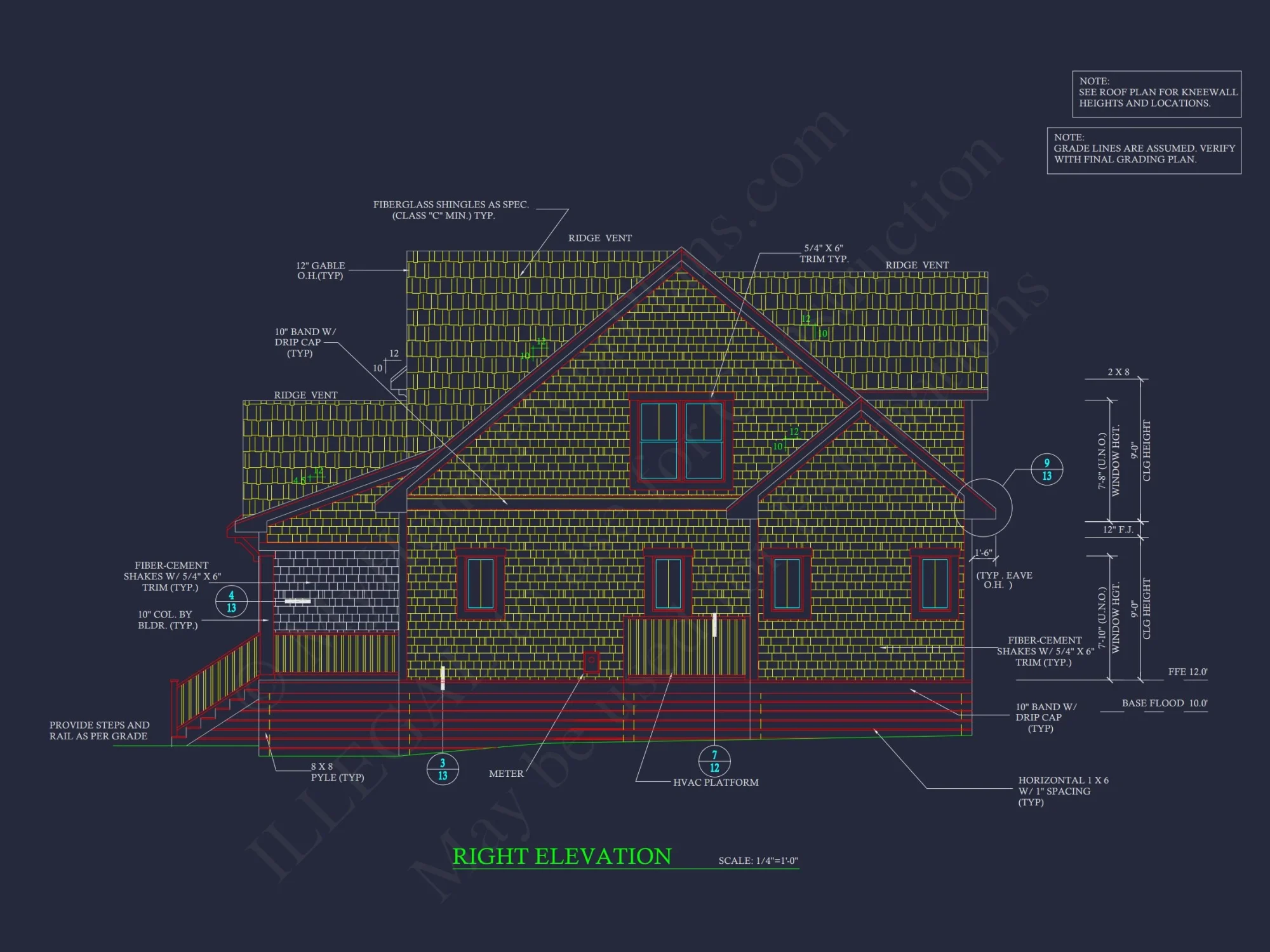 Beach Cottage Floor Plan with Detached Garage and CAD Designs