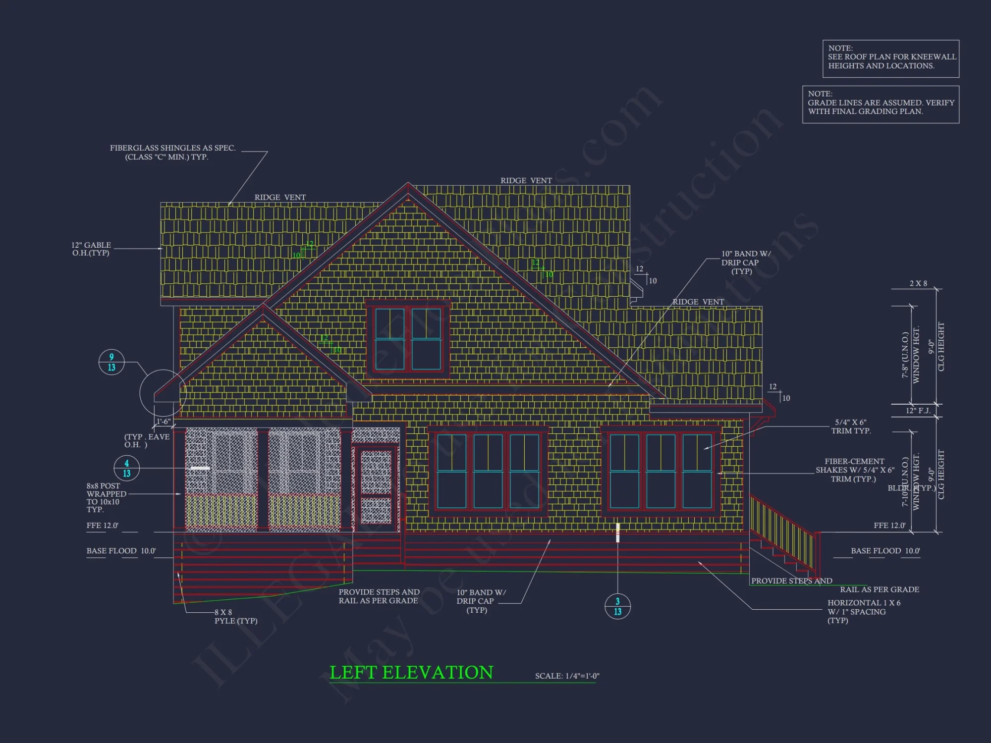 Beach Cottage Floor Plan with Detached Garage and CAD Designs
