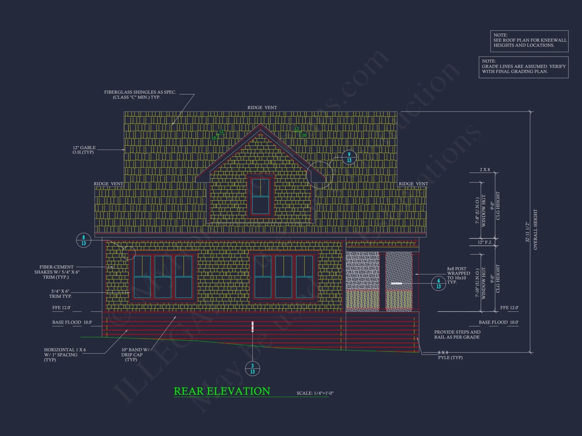 Beach Cottage Floor Plan with Detached Garage and CAD Designs